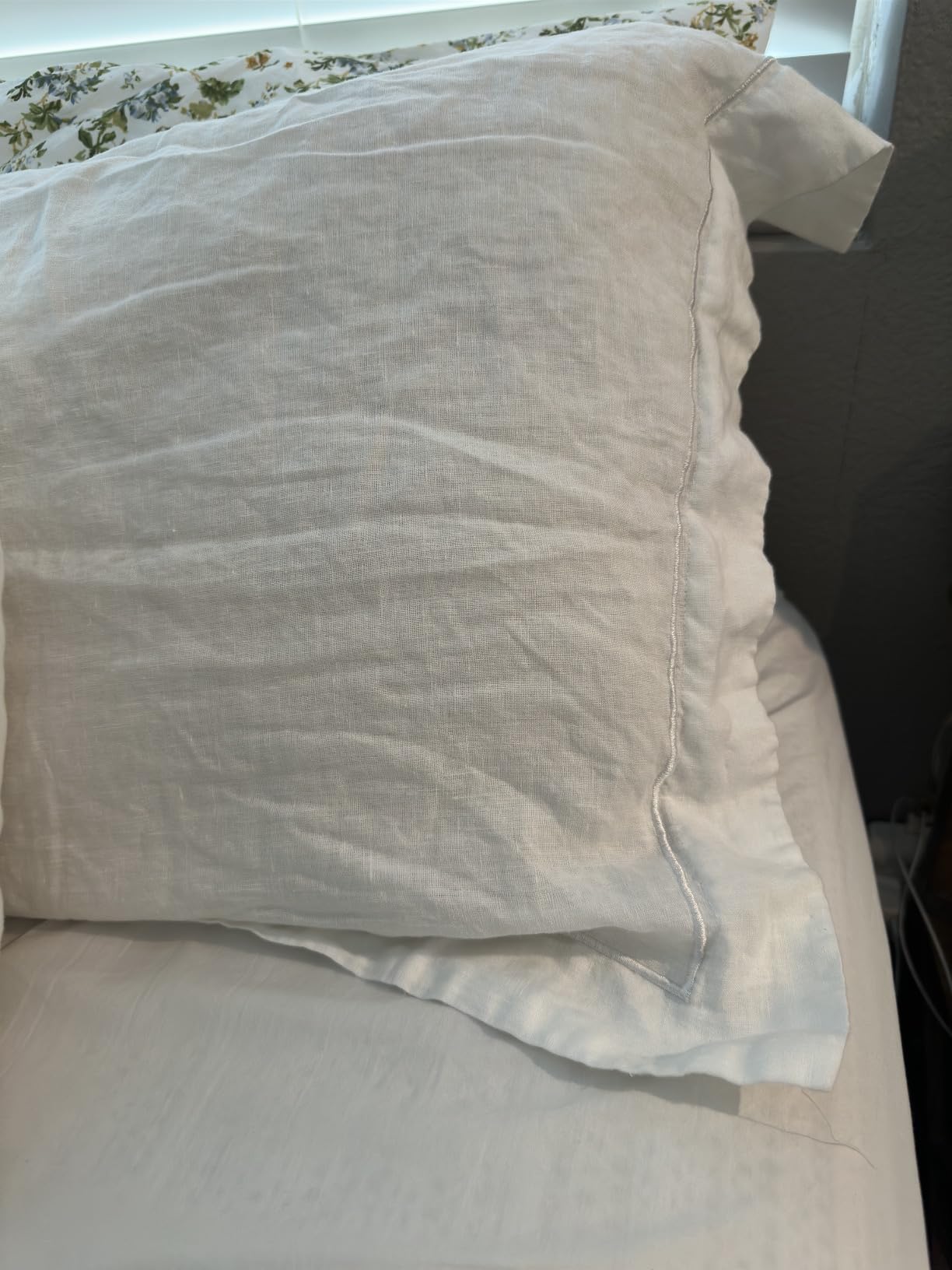 Simple&Opulence 100% French Linen Duvet Cover Set with Embroidered, 3 Pcs Washed Soft Farmhouse Bedding Set with Button Closure, 1 Comforter Cover and 2 Pillowshams (King, White) customer photo 2