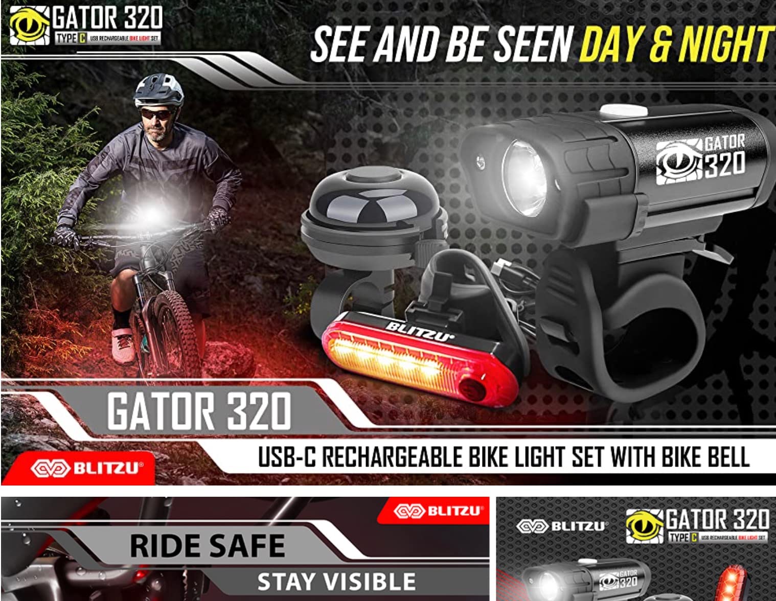 USB Rechargeable Bike Lights Set with Bell, LED Bicycle Front Rear Light customer photo 2