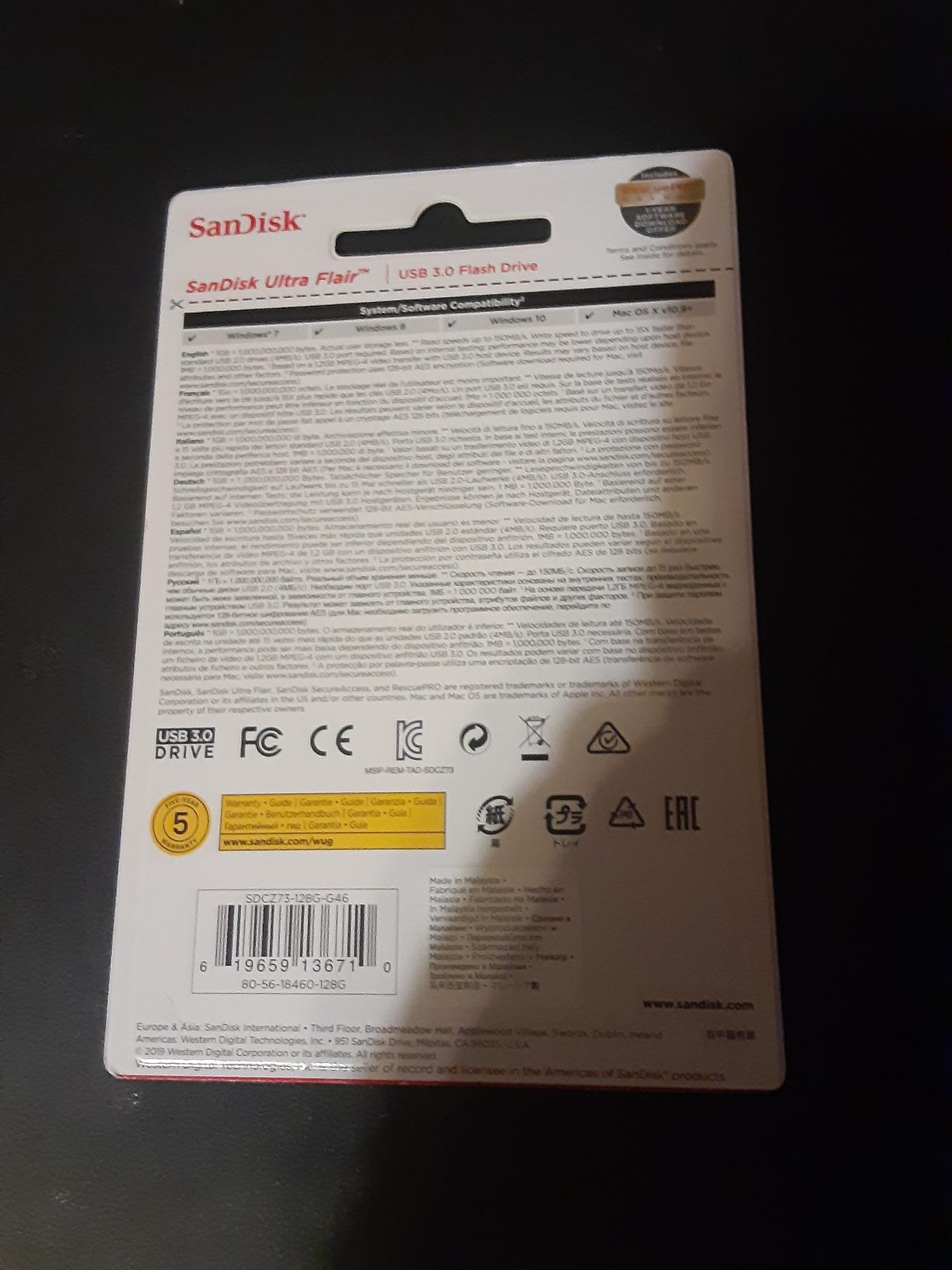 SANDISK 128GB Ultra Flair USB 3.0 Flash Drive, SDCZ73-128G-G46, Black | USB 3.2 Gen 1 with 150MB/s speed customer photo 2