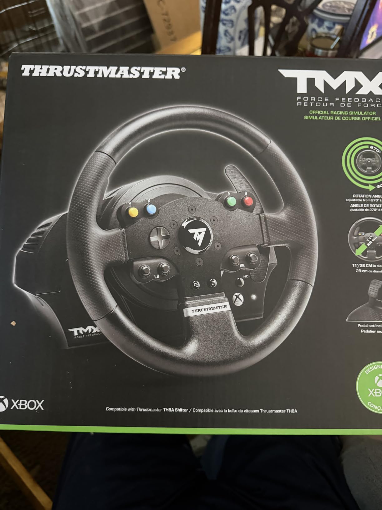 Thrustmaster TMX Force Feedback Racing Wheel & Pedals - XBOX & PC | 900-degree rotation, belt-pulley motor, 28 cm rim, 12-bit optical reading, ergonomic grip, for driving and truck sims customer photo 1