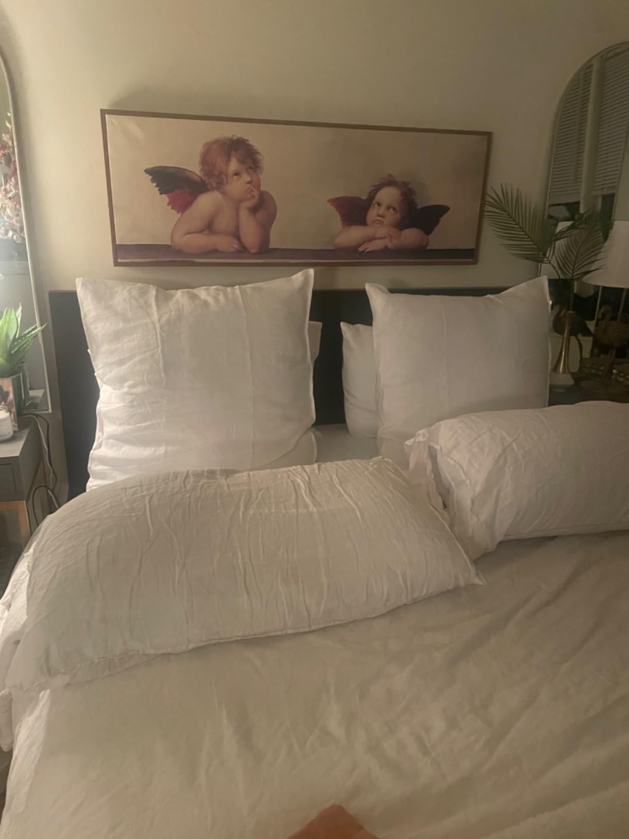 Simple&Opulence 100% Linen Duvet Cover Set 3pcs Basic Style Natural French Washed Flax Solid Color Soft Breathable Farmhouse Bedding with Button Closure - White, Queen customer photo 1