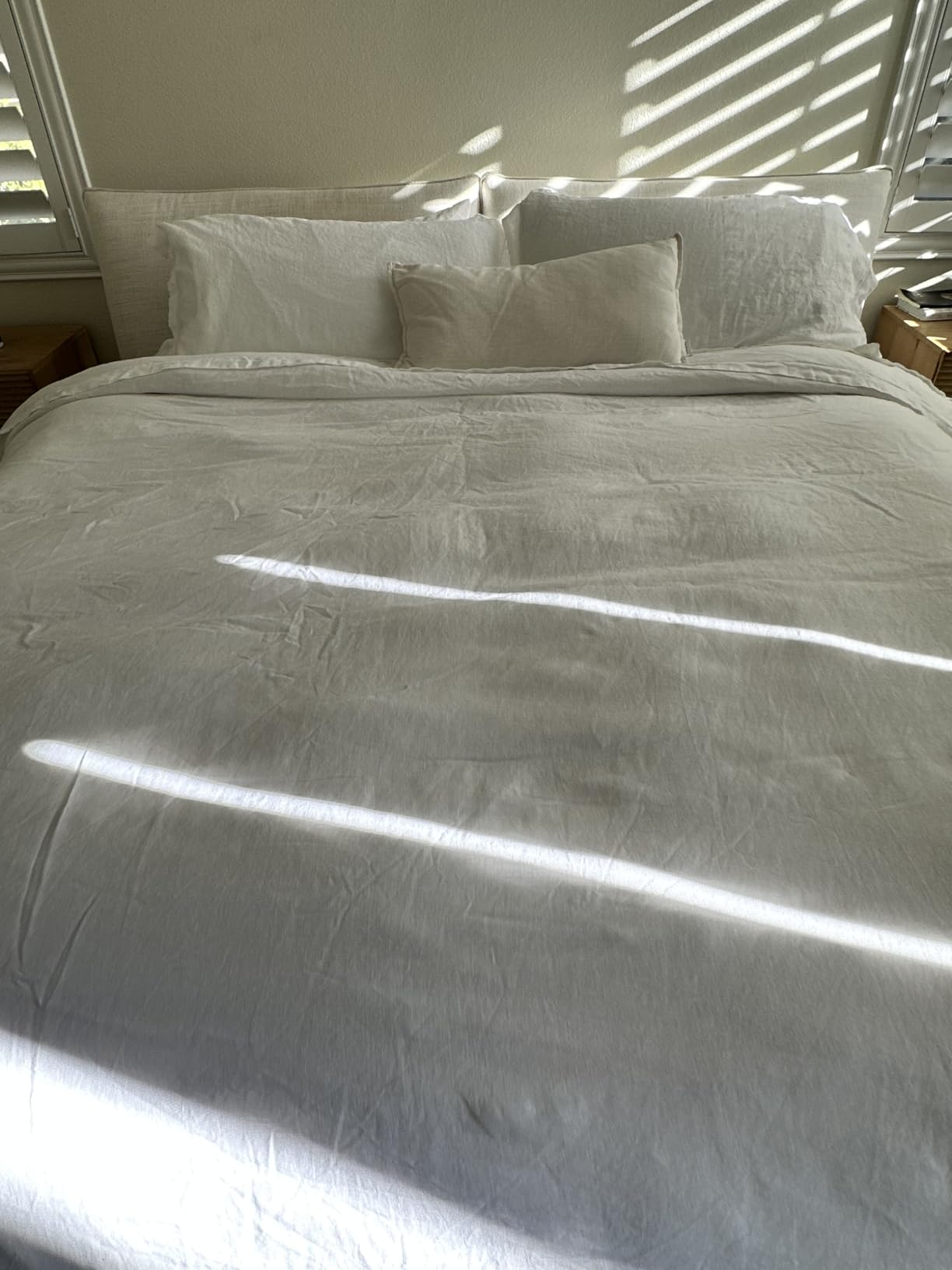 Simple&Opulence 100% French Flax Linen Duvet Cover Set with Embroidery Washed - 3 Pieces (1 Duvet Cover with 2 Pillow Shams) with Button Closure Soft Breathable Farmhouse - Linen, King Size customer photo 2