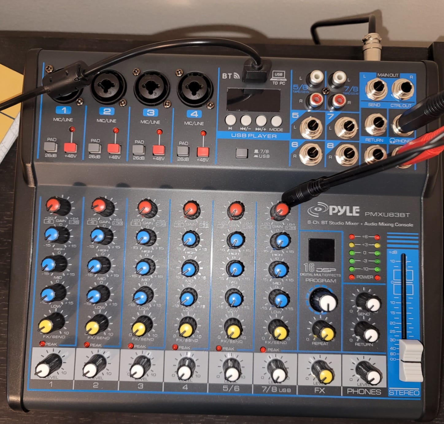 Pyle 8 Channel DJ Audio Mixer, Bluetooth, DSP FX, USB, Audio Interface customer photo 2