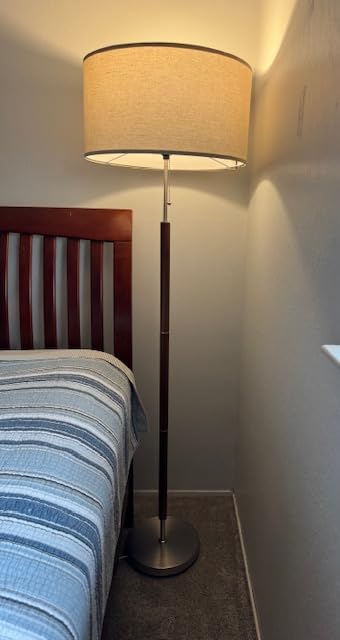 Brightech Carter LED Floor Lamp, Drum Shade with Walnut Wood Finish, Great Living Room Decor, Mid-Century Light for Living Rooms & Offices, Mid Century Modern Lamp for Bedroom customer photo 2