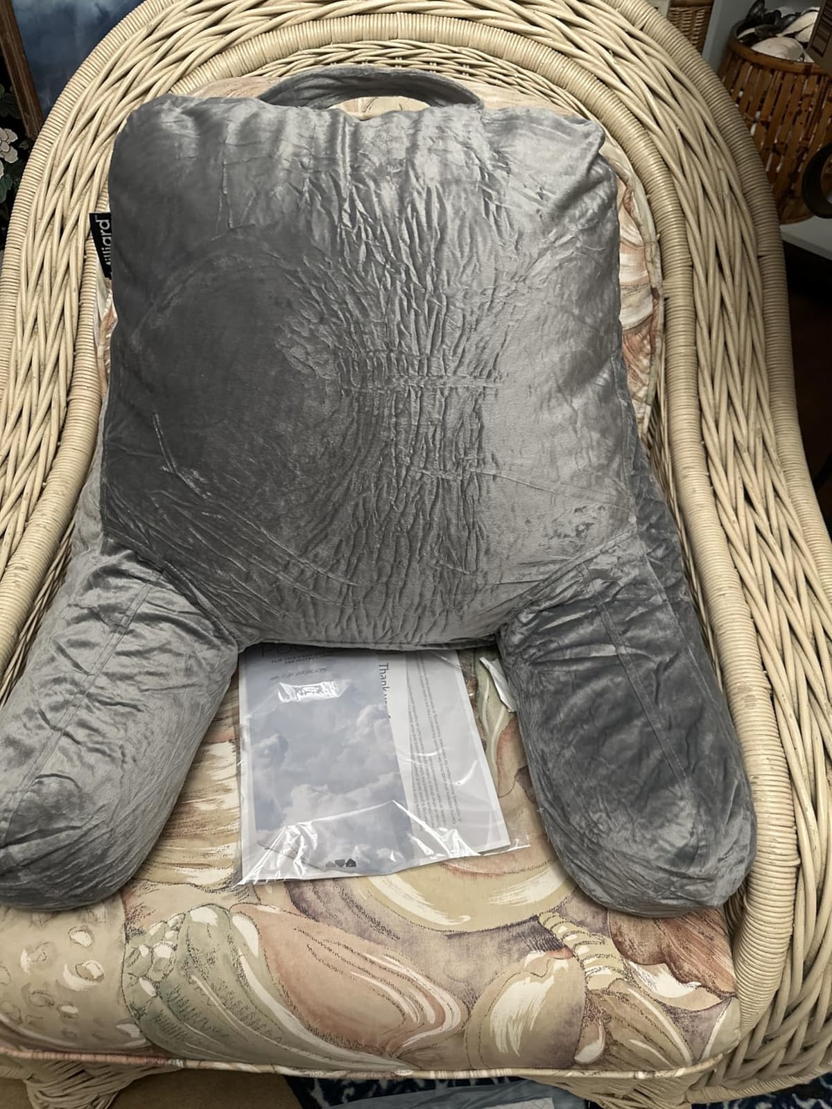 Milliard Reading Pillow with Arms, Grey, Shredded Memory Foam Back Pillow for Bed Sitting Up - Sit Up Backrest Support for Reading & Rest Bed - Washable Cover, Adjustable Comfort, CertiPUR Certified customer photo 1