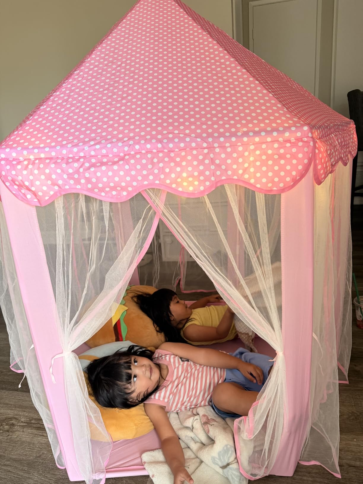 Wilwolfer Princess Tent Kids Play Tent Indoor Girls Castle Playhouse, Pink customer photo 2