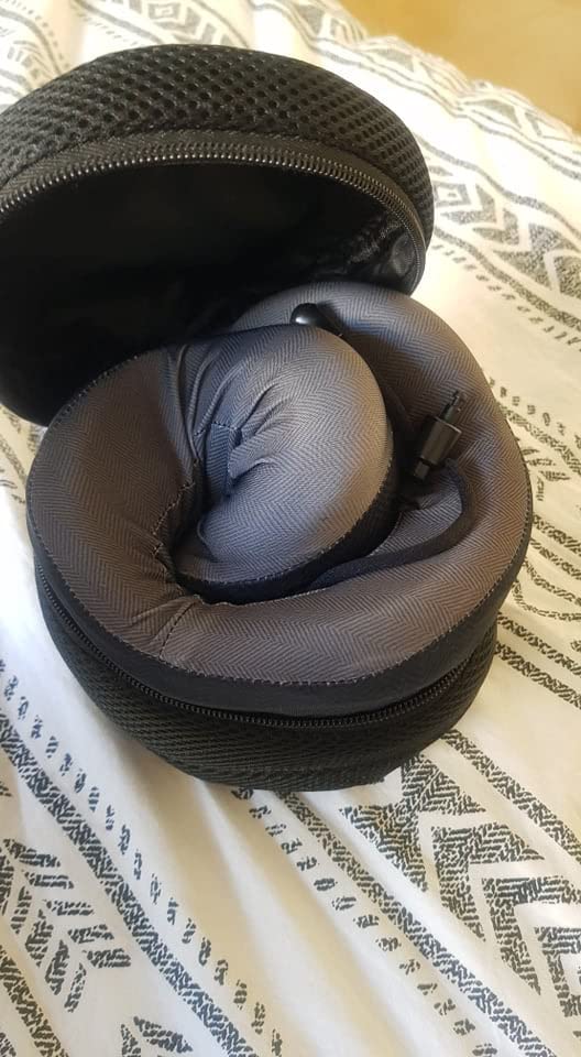 Long Haul Flight Cooling Travel Neck Pillow - Evolution Cool - Supportive Memory Foam with Airflow Vents - Compact with Carrying Case (Black) customer photo 1