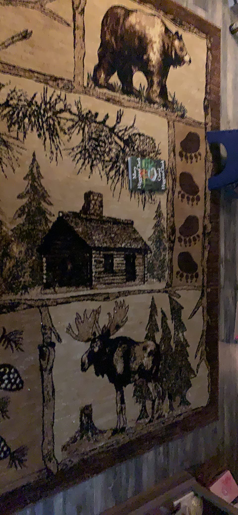 HR Lodge, Cabin Nature and Animals Area Rug– Nature Pattern Cabin Area Rug–Abstract, Black/Beige/Green/Red-Wolf/Moon/Deer customer photo 1