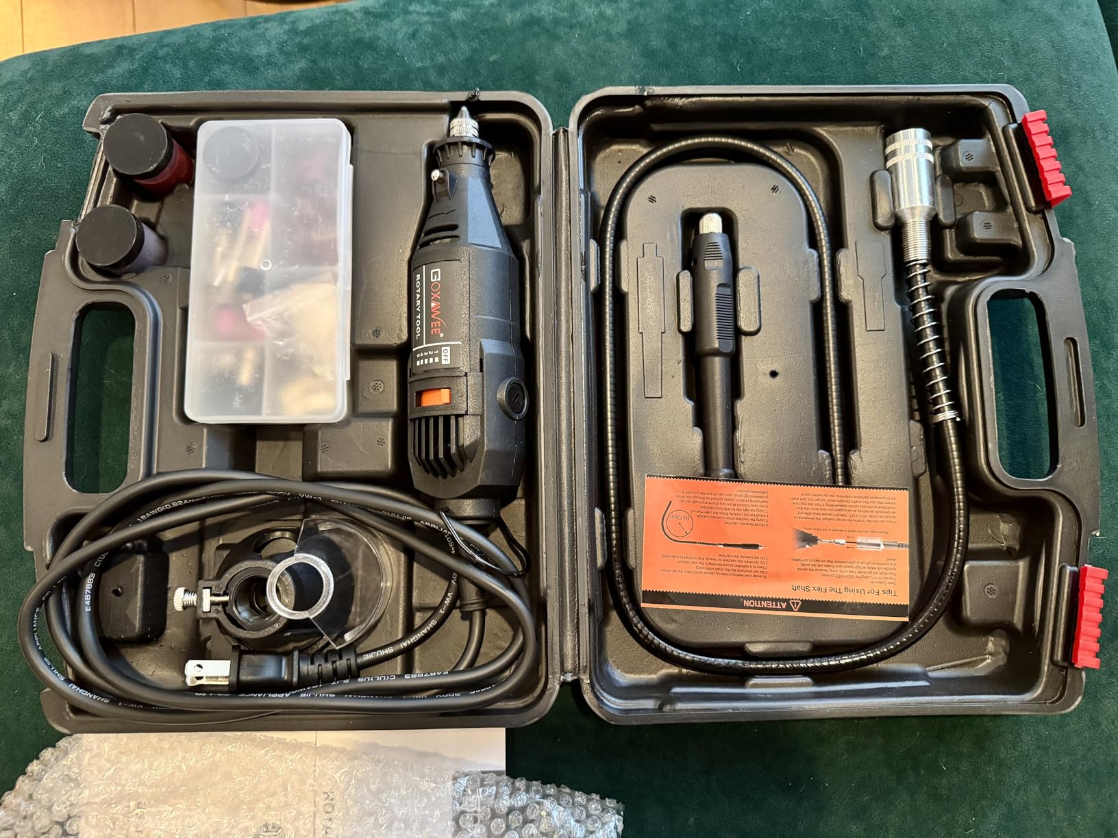 GOXAWEE Mini Power Rotary Tool Kit with Flex Shaft & Keyless Chuck -140Pcs customer photo 2
