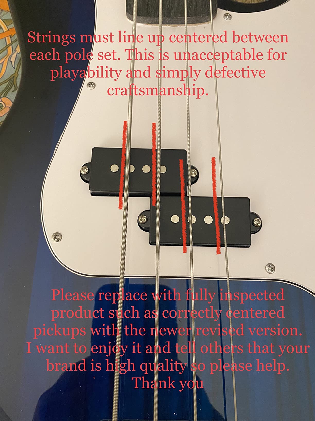 Glarry Electric Bass Guitar Full Size 4 String Rosewood Basswood Fire Style Exquisite Burning Bass (White) customer photo 1
