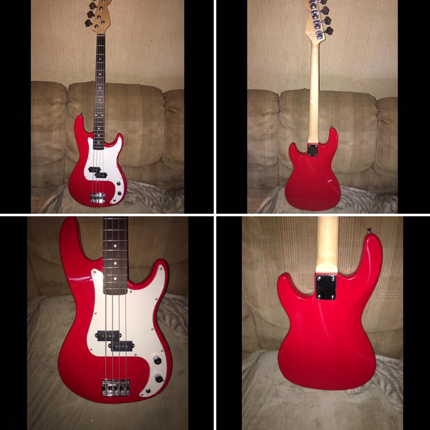 Glarry Electric Bass Guitar Full Size 4 String Rosewood Basswood Fire Style Exquisite Burning Bass (White) customer photo 2