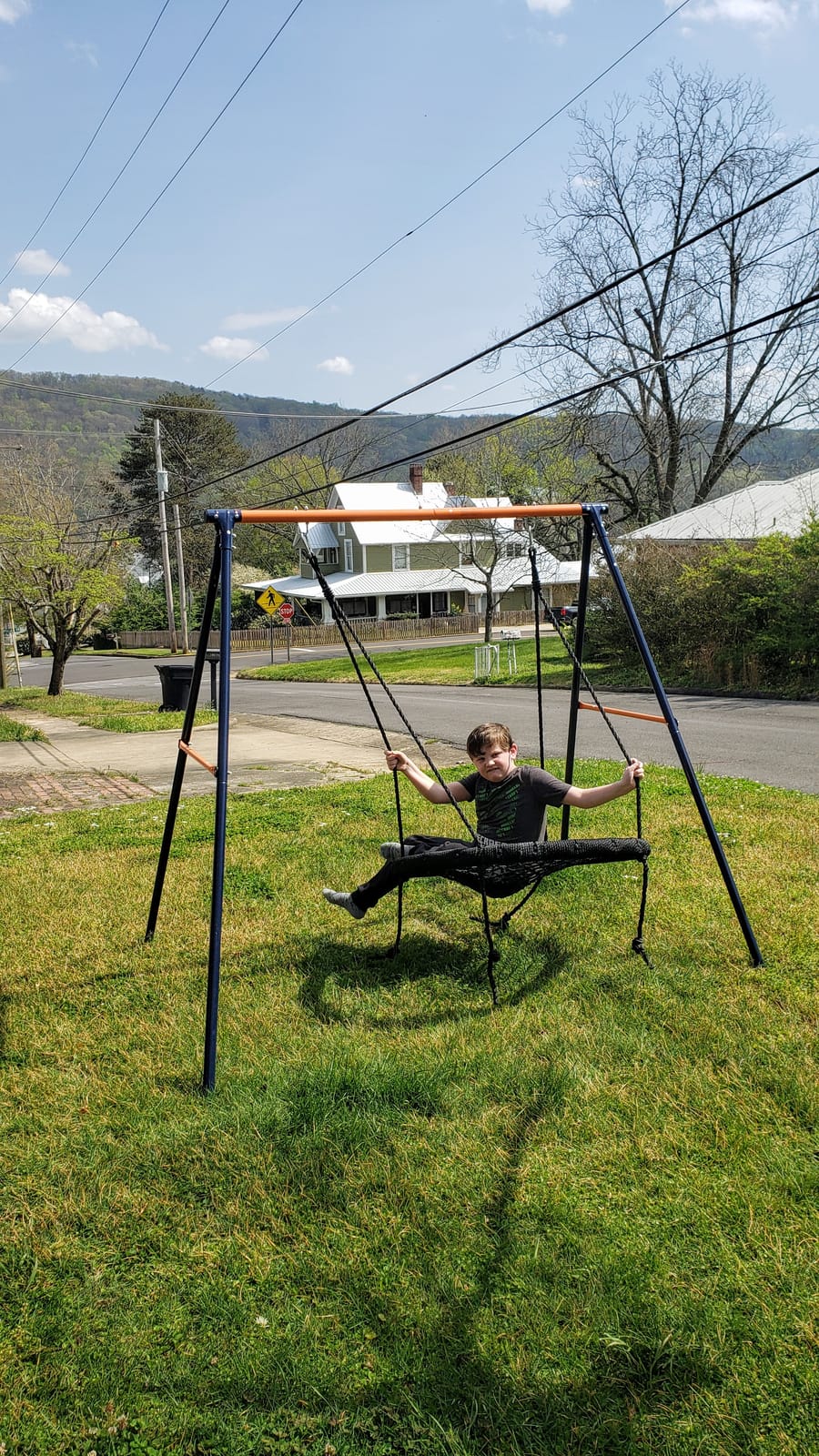 SUPER DEAL Swing Stand A Frame Heavy Duty Extra Large Full Steel Stand with Ground Stakes for Saucer Swing Chair Swing Web Swing, 440lbs Capacity All Weather Fun for Kids Outdoor Backyard customer photo 1