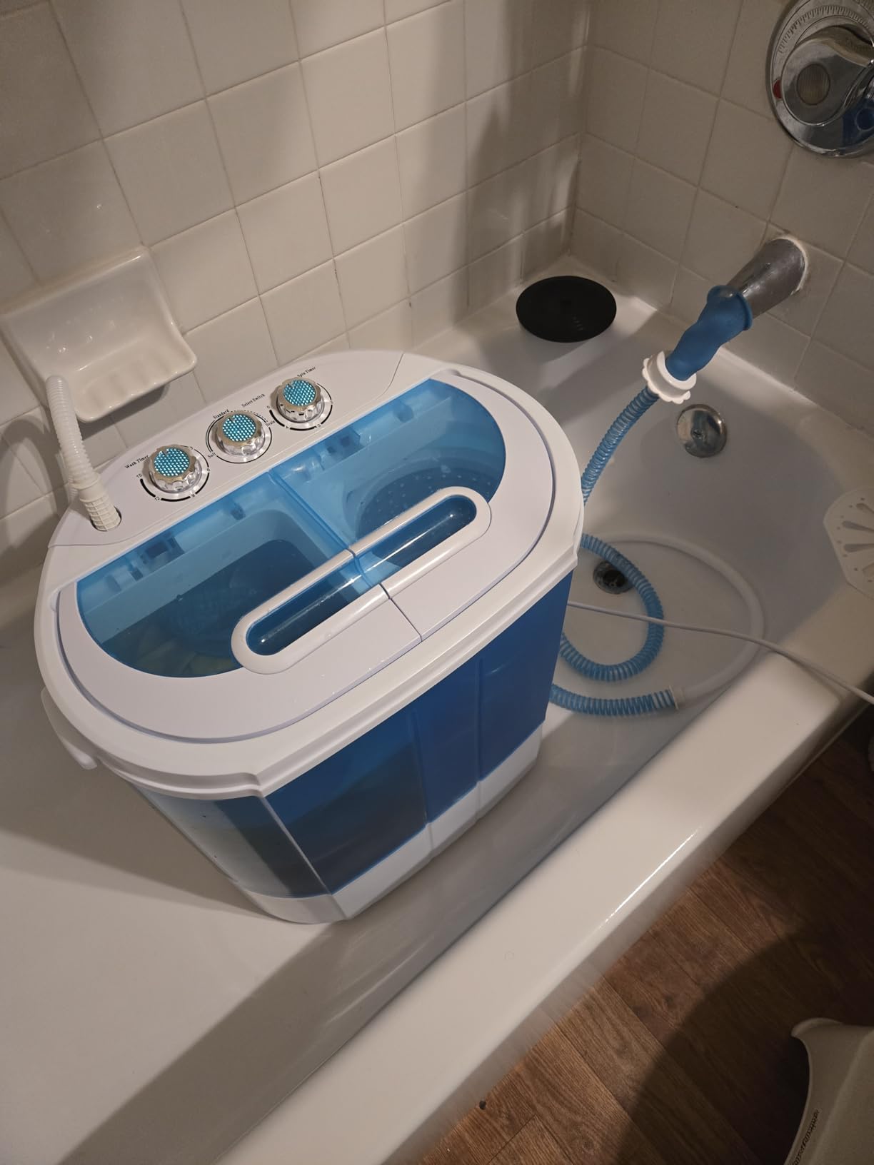 SUPER DEAL Small Portable Washing Machine 9.9lb Mini Compact Washer Twin Tub Laundry Machine Top Load Spinning and Washing Combo 6.57 FT Inlet Gravity Drain Hose customer photo 1