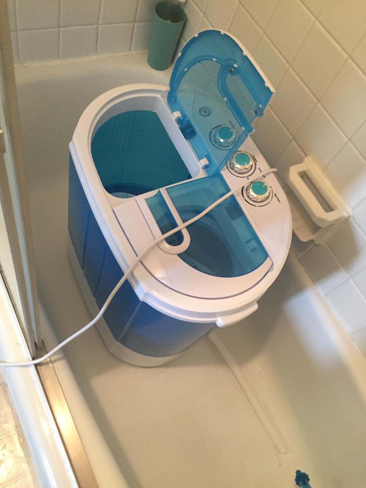 SUPER DEAL Small Portable Washing Machine 9.9lb Mini Compact Washer Twin Tub Laundry Machine Top Load Spinning and Washing Combo 6.57 FT Inlet Gravity Drain Hose customer photo 2