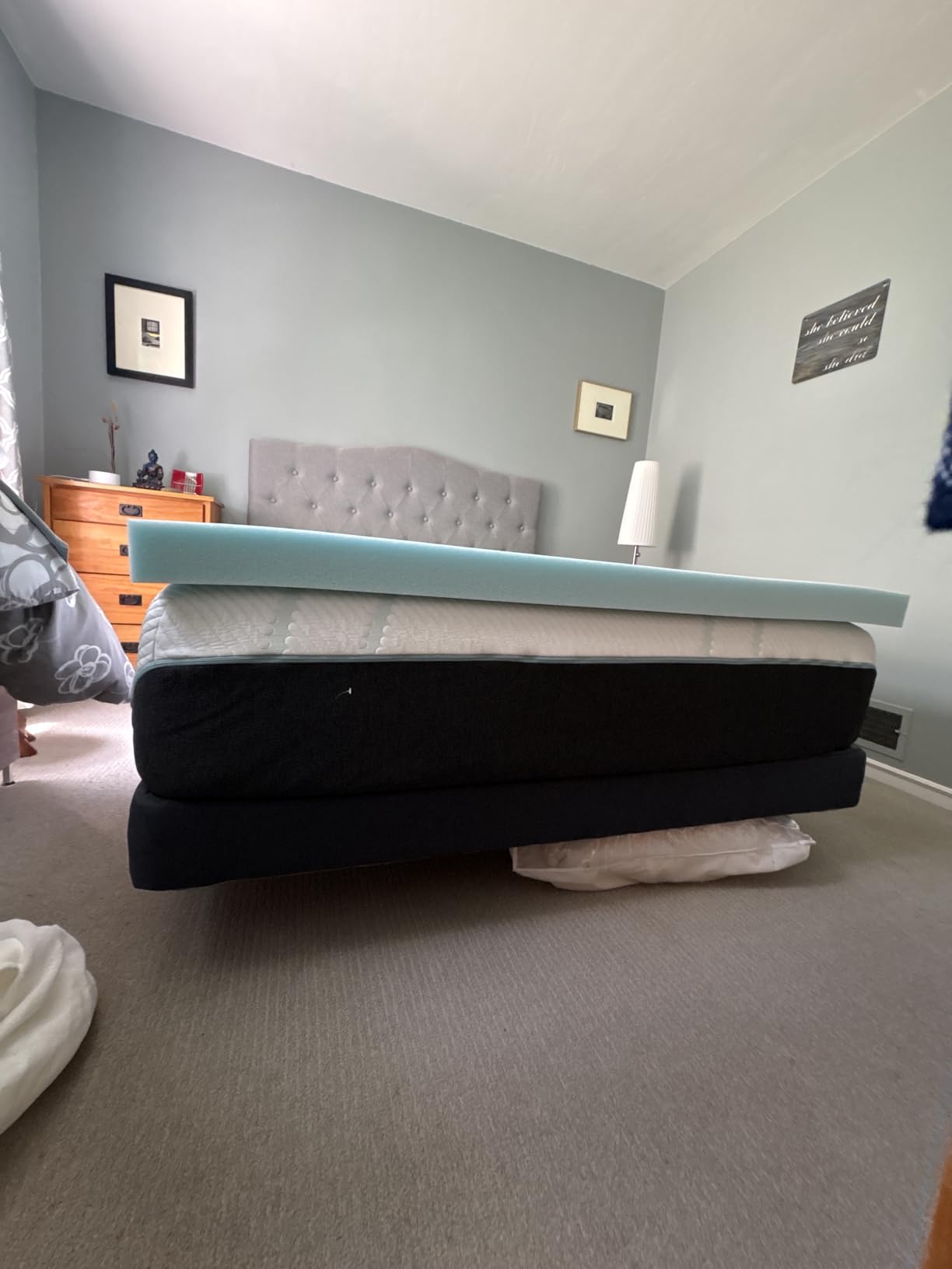 Linenspa Memory Foam Mattress Topper, Queen Size - 3 Inch Gel Infused Memory Foam - Plush Feel - Cooling and Pressure Relieving - CertiPUR Certified customer photo 1