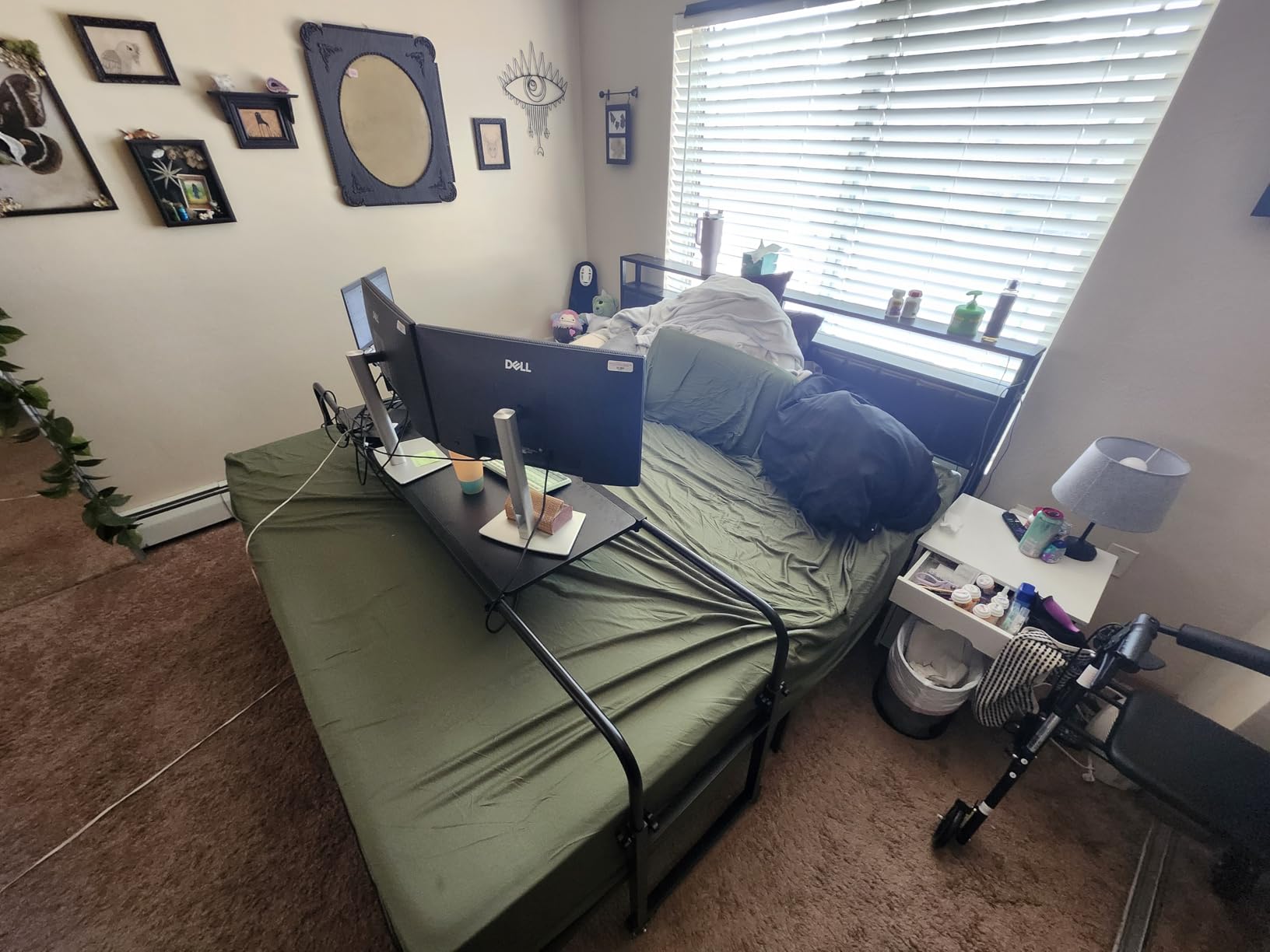 TigerDad Heavy Duty Overbed Table with Wheels, 55