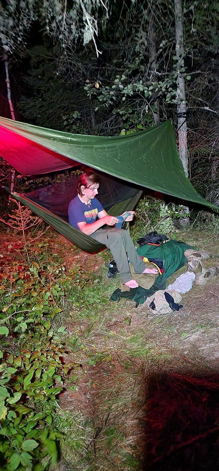 Camping Hammock with Rain Fly Tarp and Mosquito Net Tent Tree Straps, Portable Single Double Nylon Parachute Hammock Rainfly Set for Backpacking Hiking Travel Yard Outdoor Activities Green customer photo 1