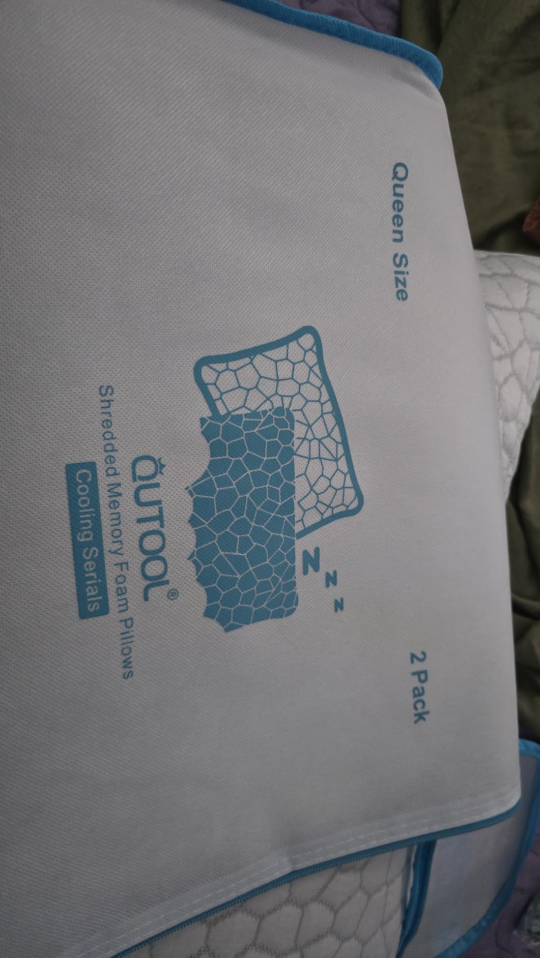 QUTOOL Cooling Pillow for Sleeping, CertiPUR-US Shredded Memory Foam Queen Pillows Set of 2, Cool Pillow for Hot Sleepers Adjustable Firm Pillow for Side, Back, Stomach Sleepers Soft Yet Support, White customer photo 2