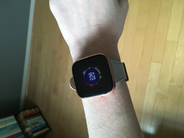 Fitbit Versa 2 Health and Fitness Smartwatch with Heart Rate, Music, Alexa Built-in, Sleep and Swim Tracking, Bordeaux/Copper Rose, One Size (S and L Bands Included) customer photo 2