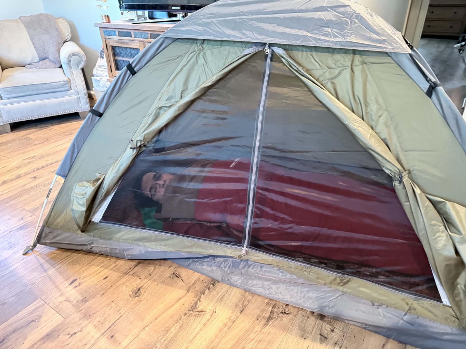 Night Cat Backpacking Tent for One 1 to 2 Persons Lightweight Waterproof Camping Hiking Tent for Adults Kids Scouts Easy Setup Single Layer 2.2x1.2m customer photo 1