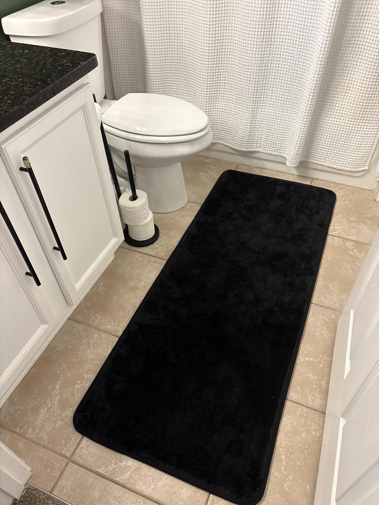 Memory Foam Bath Mat Non Slip Absorbent Super Cozy Velvet Bathroom Rug Carpet, 17 x 24, White customer photo 2
