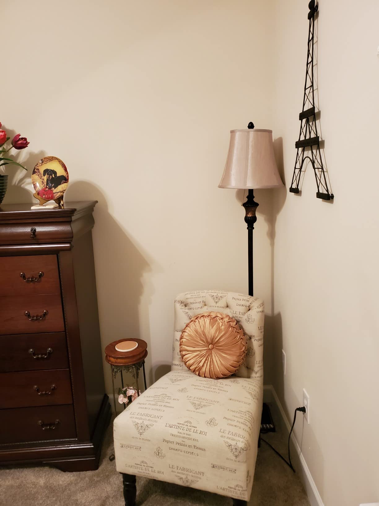 Brightech Sophia LED Floor Lamp, Tall Mid-Century Modern Lamp with Bell Shape Fabric Shade, Great for Bedroom & Living Room Decor - Bronze customer photo 1