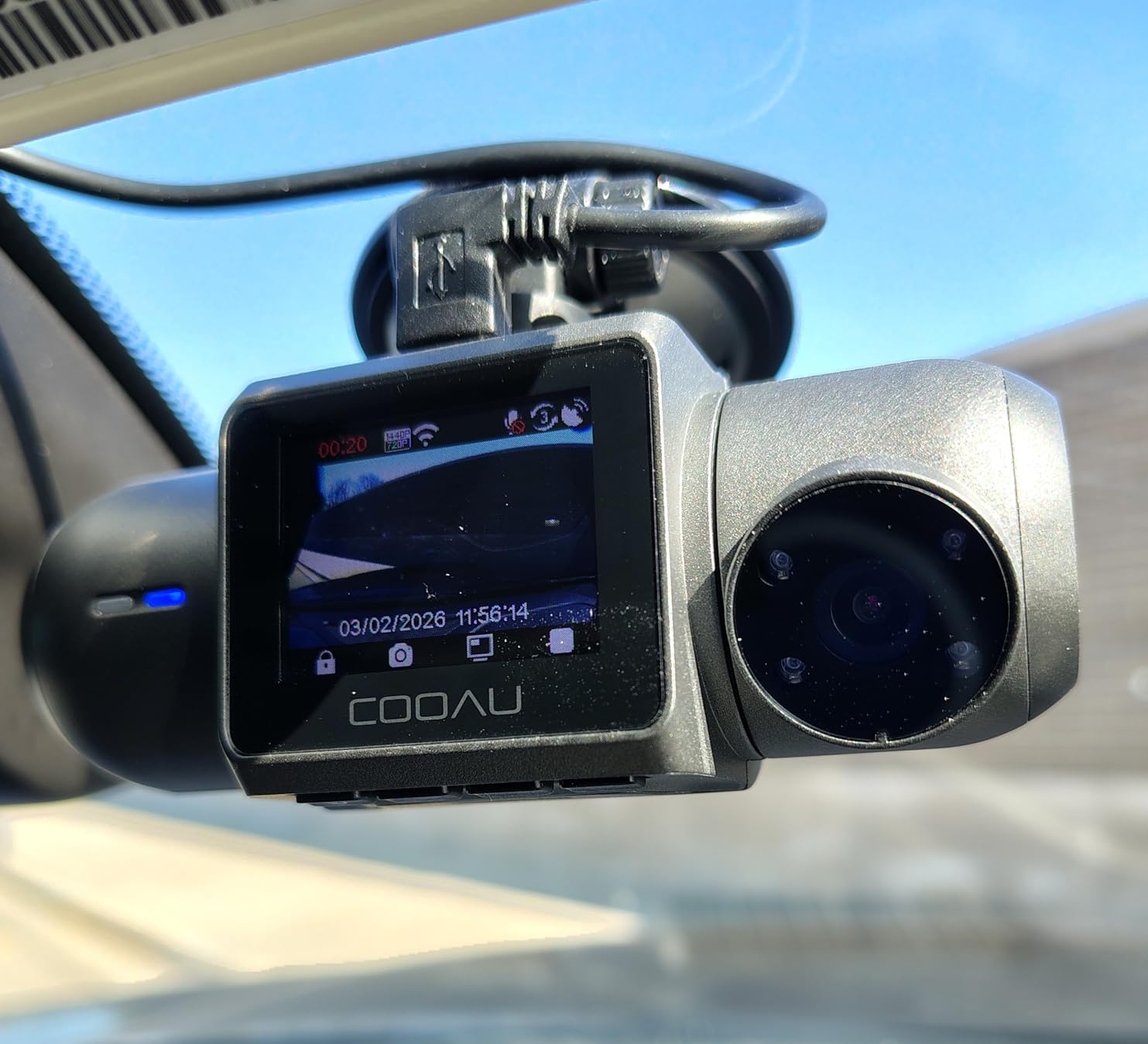 COOAU D30S 4K Dash Cam with GPS Wi-Fi, Front and Inside Dual 2.5K 1080P, Uber Car Camera with Infrared Night Vision, Supercapacitor, 4 IR LEDs, G-Sensor, Parking Mode, Loop Recording customer photo 1