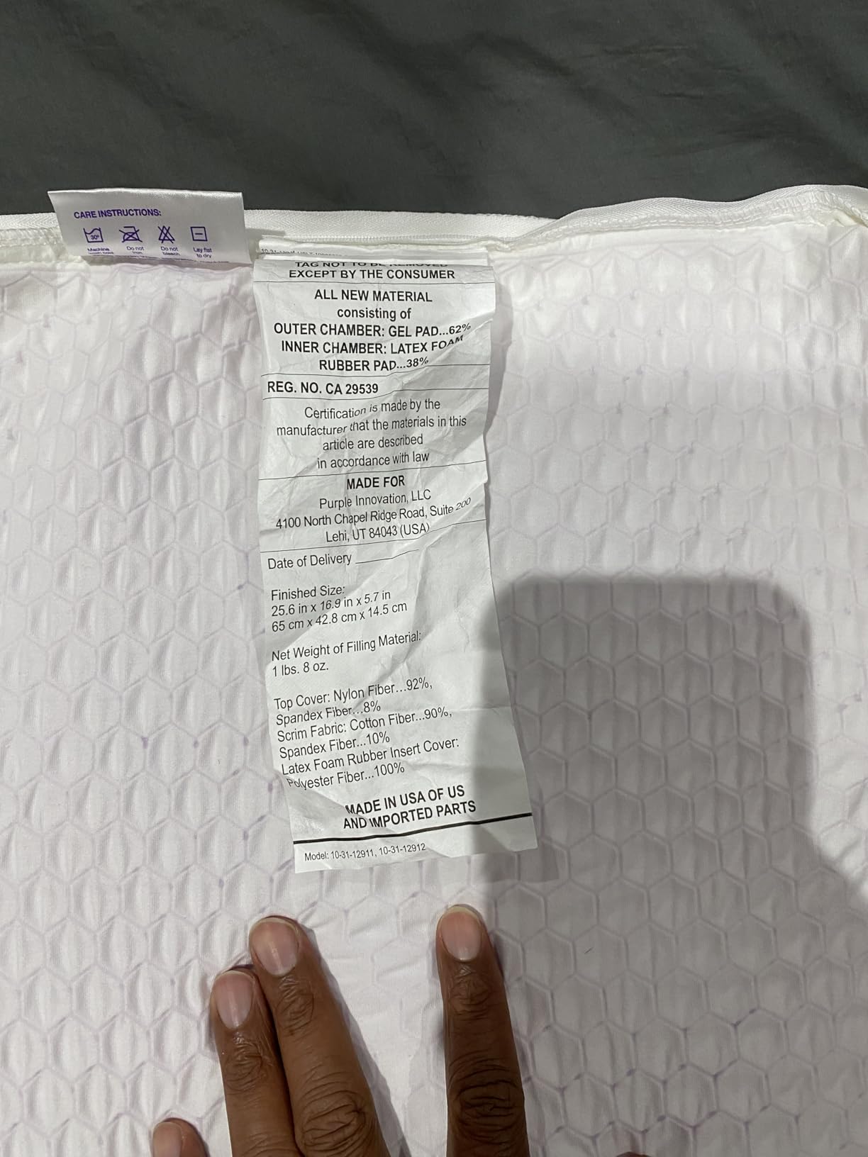 Purple Harmony Pillow - Medium Loft, Standard Size, Cooling Gel Neck Pillow | Side Sleeper Pillow, Weightless Medium Feel, GelFlex Grid and Talalay Latex Foam for Pressure-Relieving Support customer photo 2
