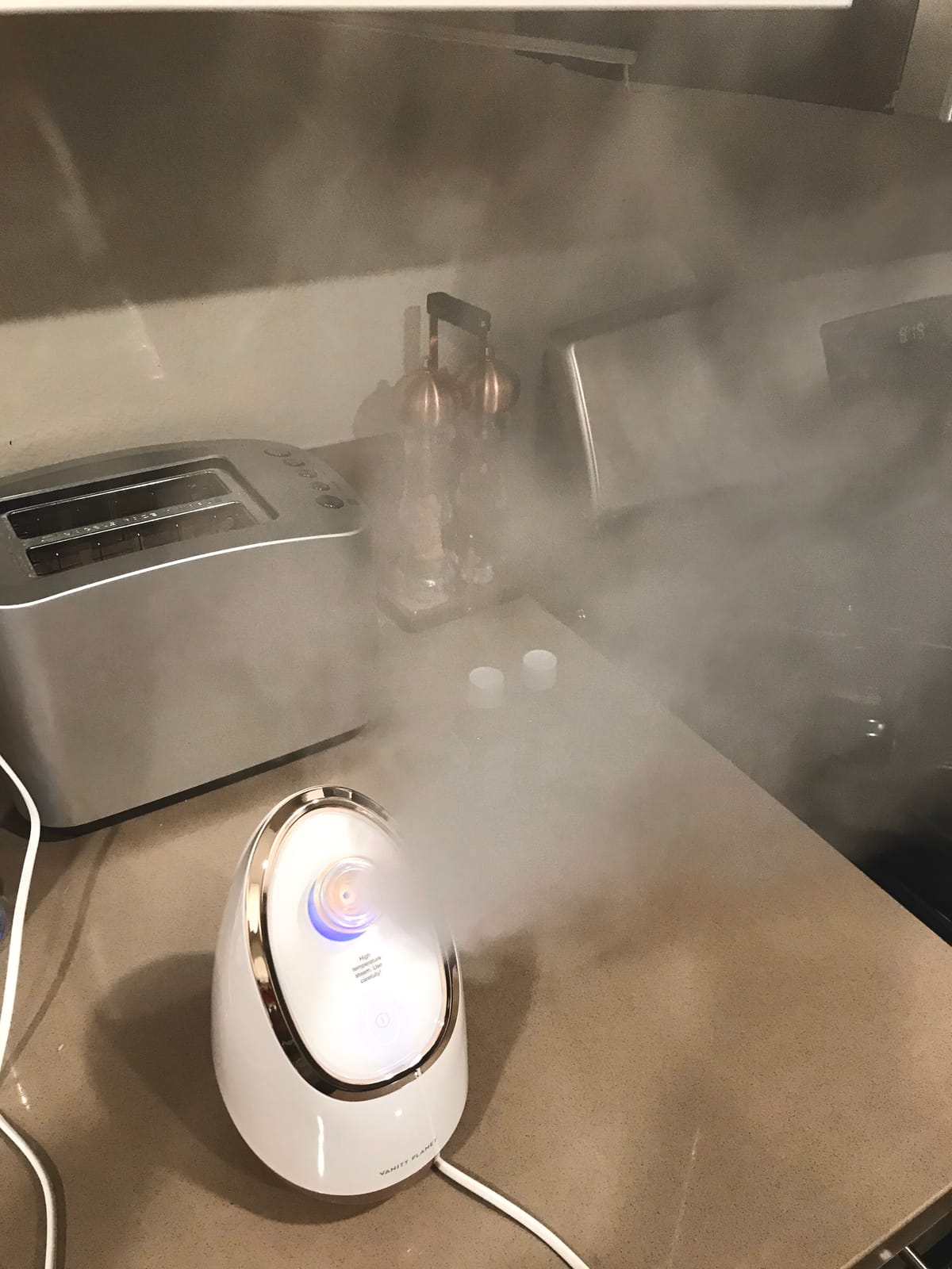 Vanity Planet Aira Ionic Facial Steamer (Rose Gold) - Pore Cleaner that Detoxifies, Cleanses and Moisturizes - Adjustable Nozzle, Water Tank with 3 Essential Oil Baskets customer photo 2