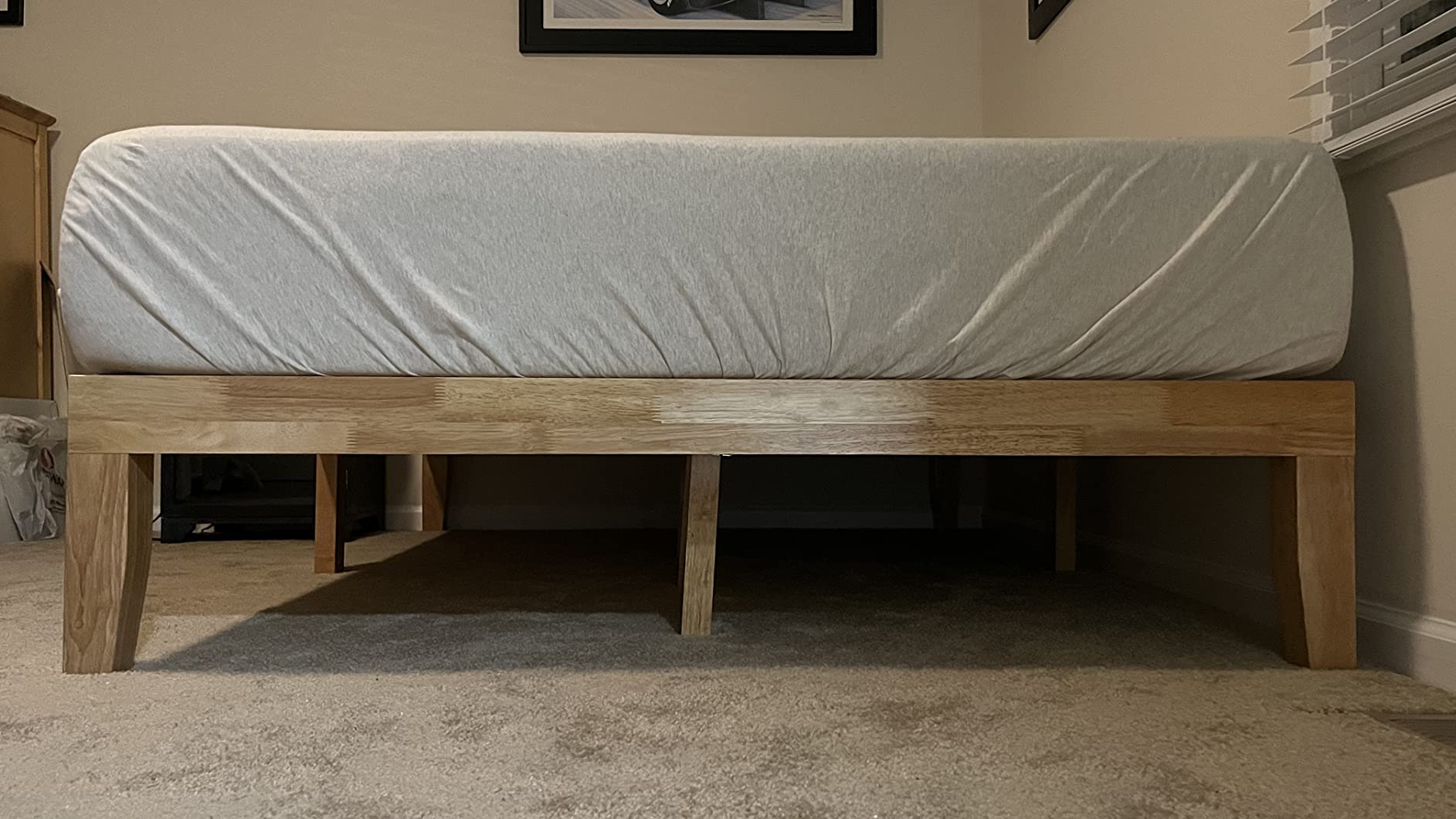 GIANTEX 14 Inch Full Wood Platform Bed Frame, Minimalist Style Mattress Foundation with Solid Rubber Wood, Heavy Duty Slat Support, Without Headboard, Easy Assembly, No Box Spring Needed, Natural customer photo 1
