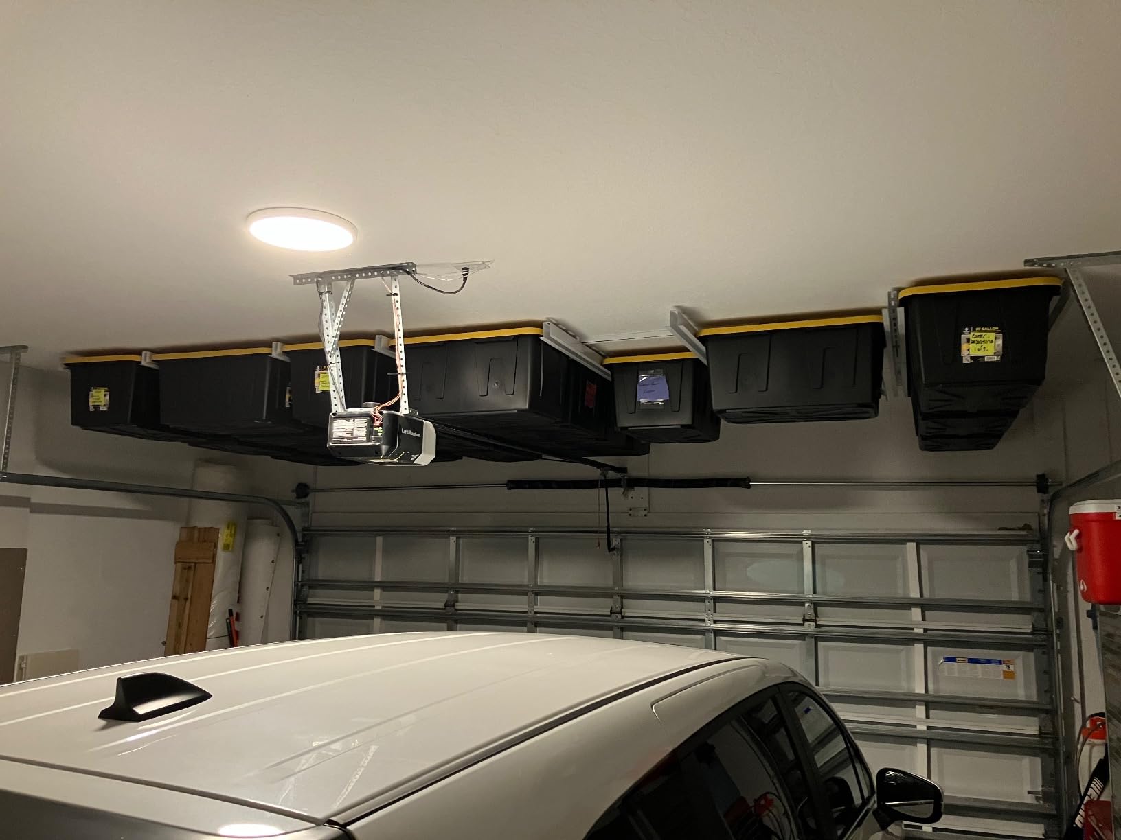 E-Z Garage Storage Tote Slide PRO – Made in USA Ceiling Tote Rack, 15 Totes customer photo 1
