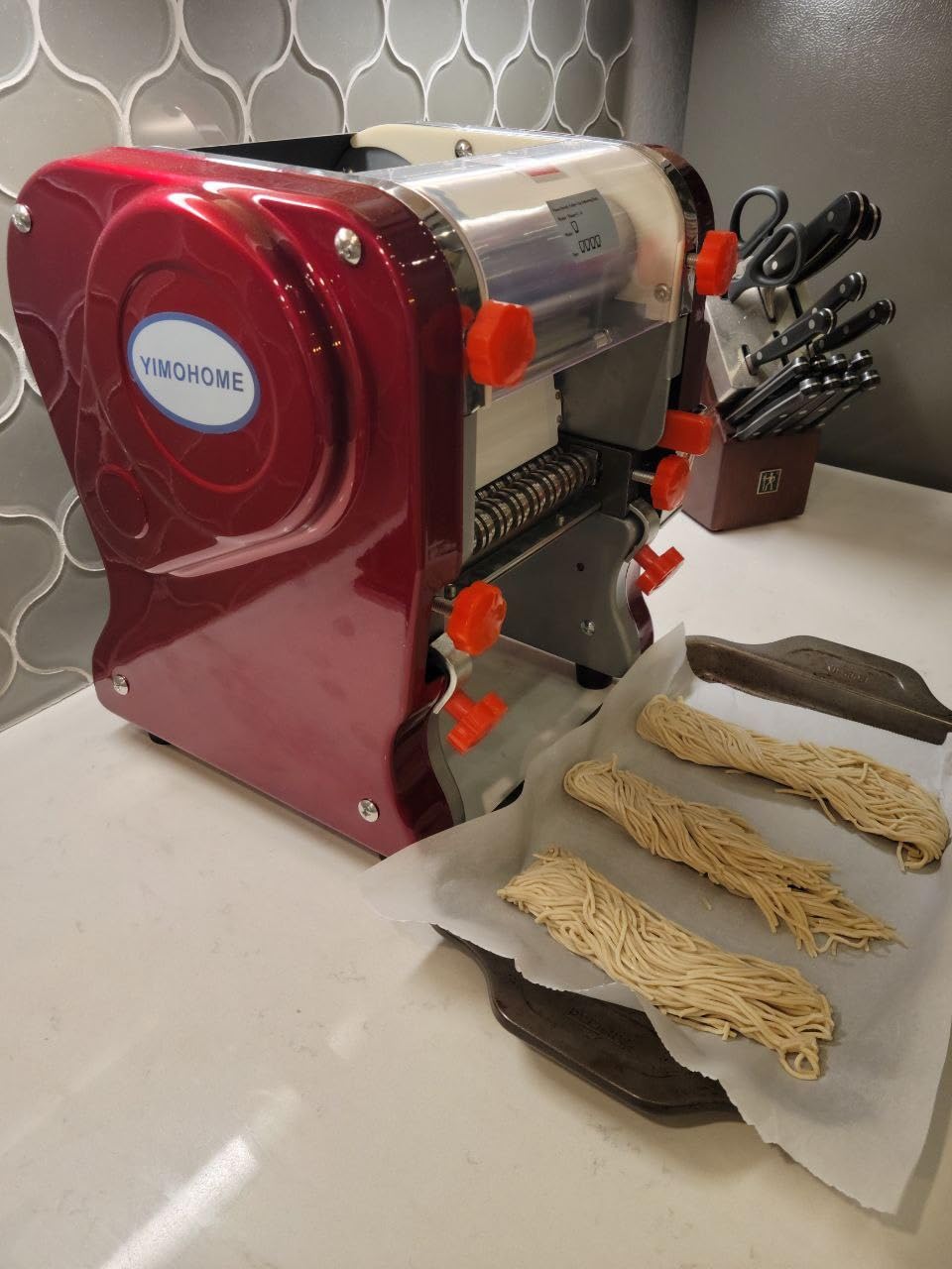 Pasta Maker Machine,Electric Noodle Maker&Dumpling Machine for Commercial&Home Use,Stainless Steel Dual-Cutter No Disassembled-3/9mm Width Noodle/Thickness Dough-Auto Noodle Sheeter customer photo 2