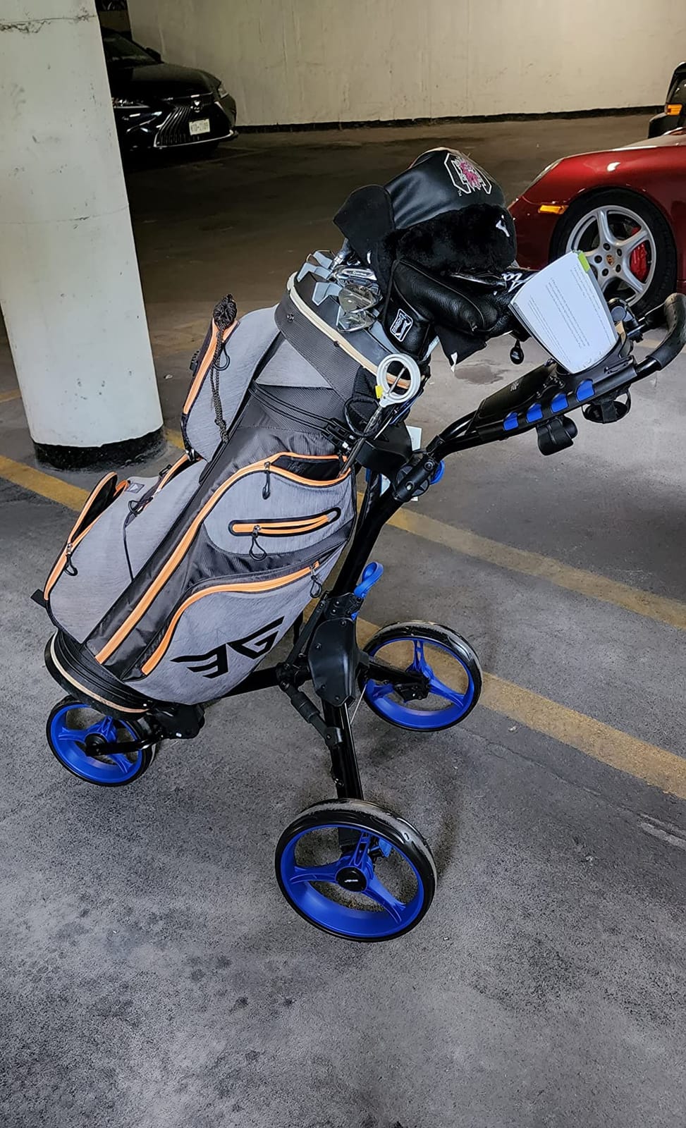 SereneLife 3-Wheel Golf Push Cart – Foldable, Adjustable Handle, Brake customer photo 2