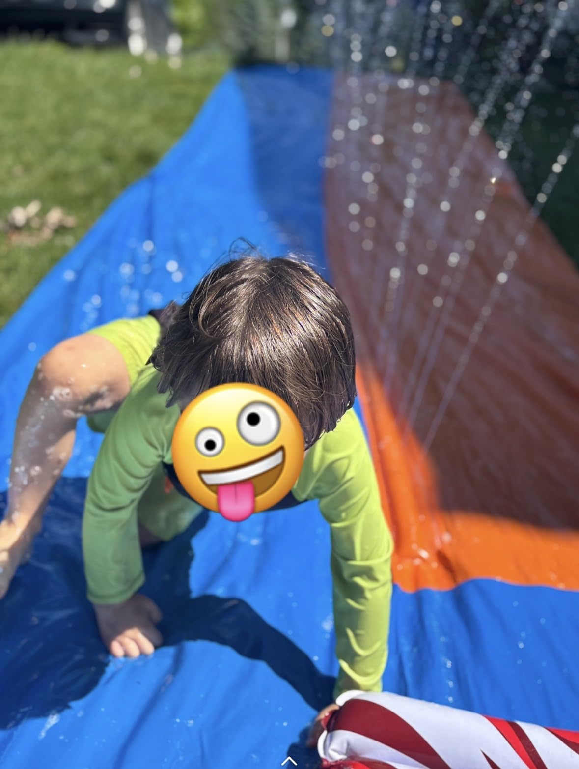 JOYIN 22.5ft Water Slides and 2 Bodyboards, Lawn Water Slide Summer Slip Waterslides Water Toy with Build in Sprinkler for Backyard Outdoor Water Fun for Kids customer photo 2