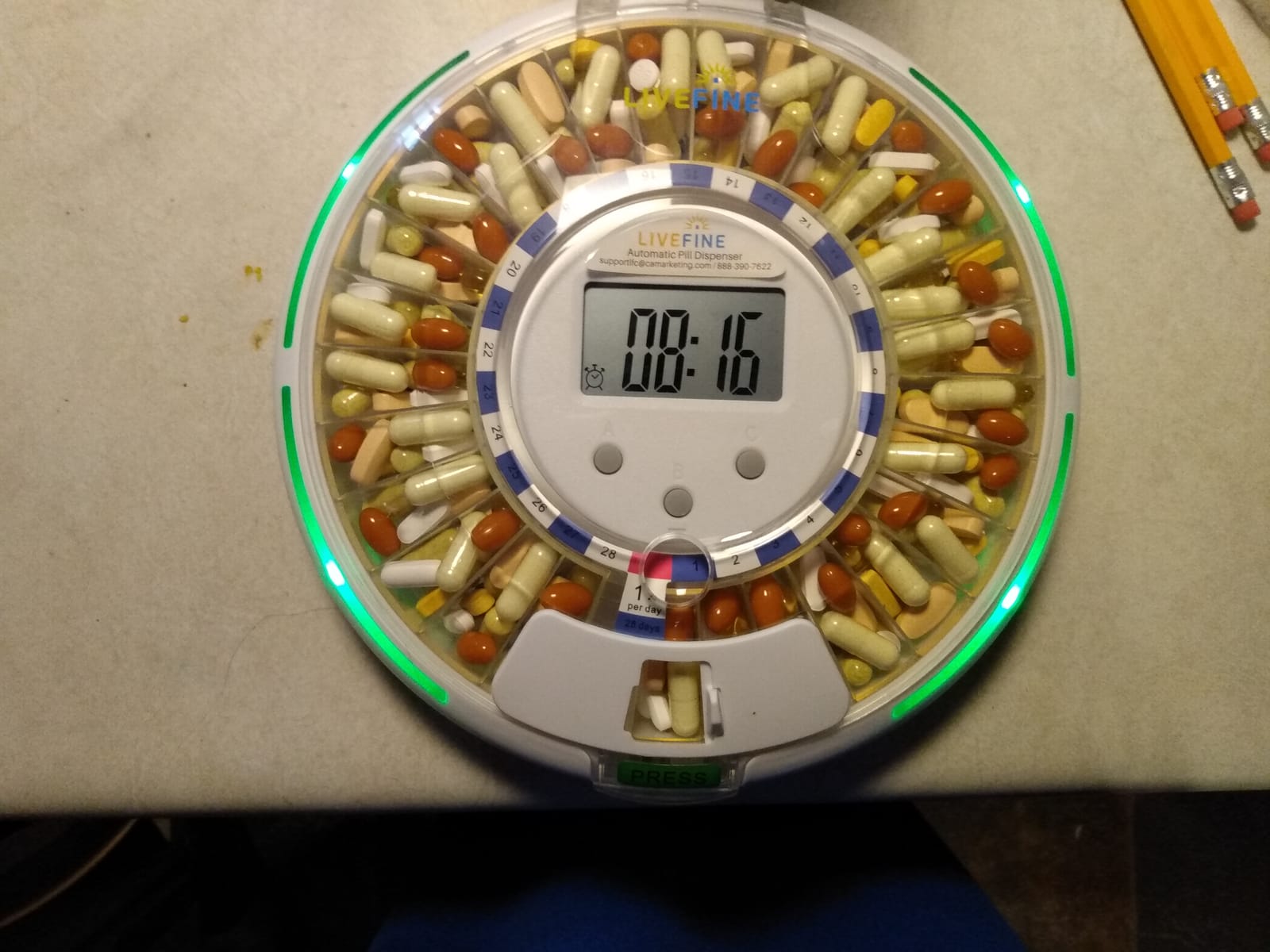 LiveFine Automatic Pill Dispenser for Elderly, 28-Day Supply, Locking Lid customer photo 2