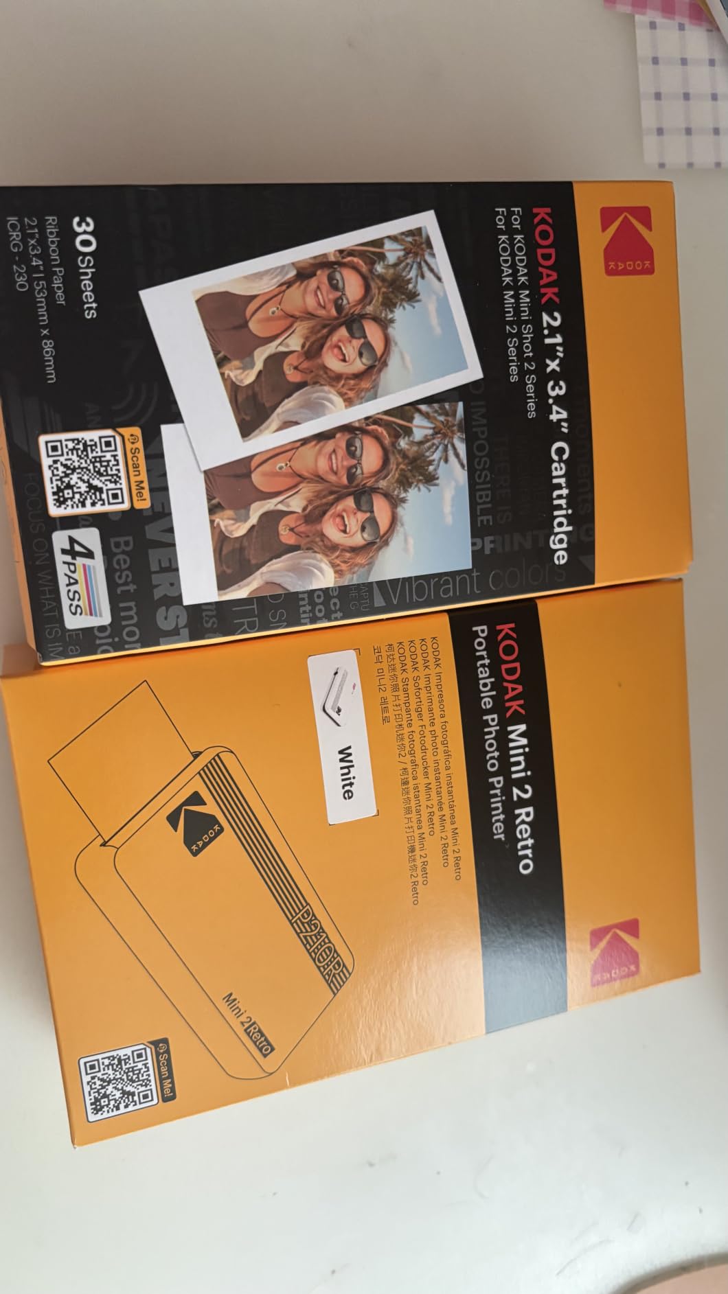 KODAK Mini 2 Retro 2x3 Portable Photo Printer, 4PASS, 38 Sheets, White | Bluetooth, iPhone & Android Smartphone Compatible, Smudge-Proof, Water-Resistant, Fade-Resistant customer photo 1