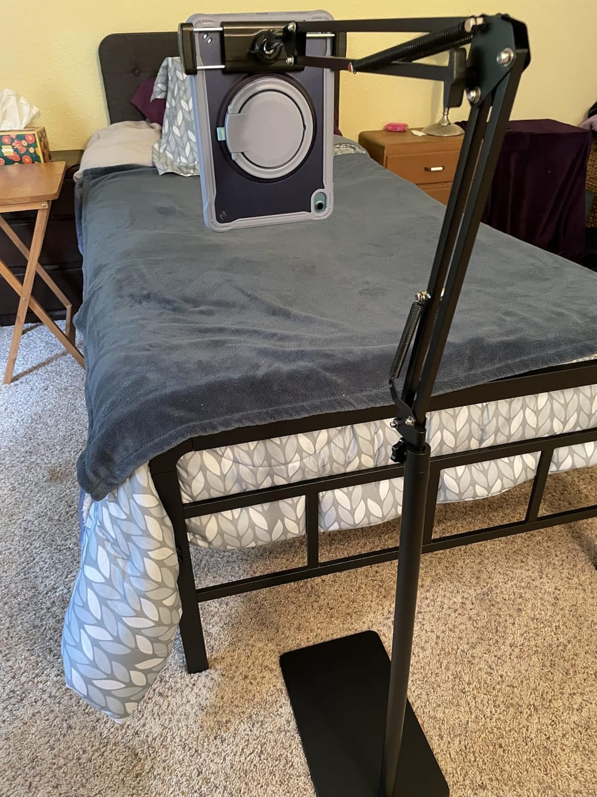 Tablet Floor Stand with 5LB Metal Base, Overhead Bed Phone Stand Angle Height Adjustable Holder, Universal Floor Stand Compatible with iPhone iPad Pro Air Mini, Samsung Tab, Kindle, E-Readers… customer photo 1