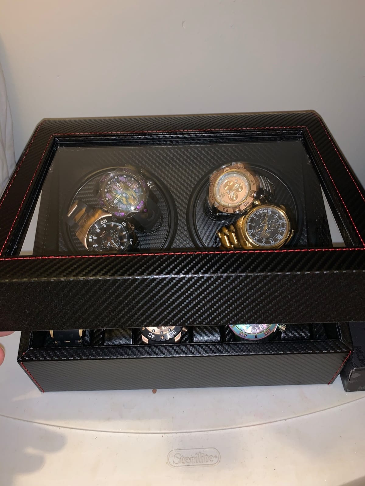 LLS Automatic Watch Winder with 4 Quiet Running Motor Watch Winding Display+ 6 Flexible Watch Pillows Luxury Fiber Leather Storage Case for Man/Woman's Watches customer photo 2