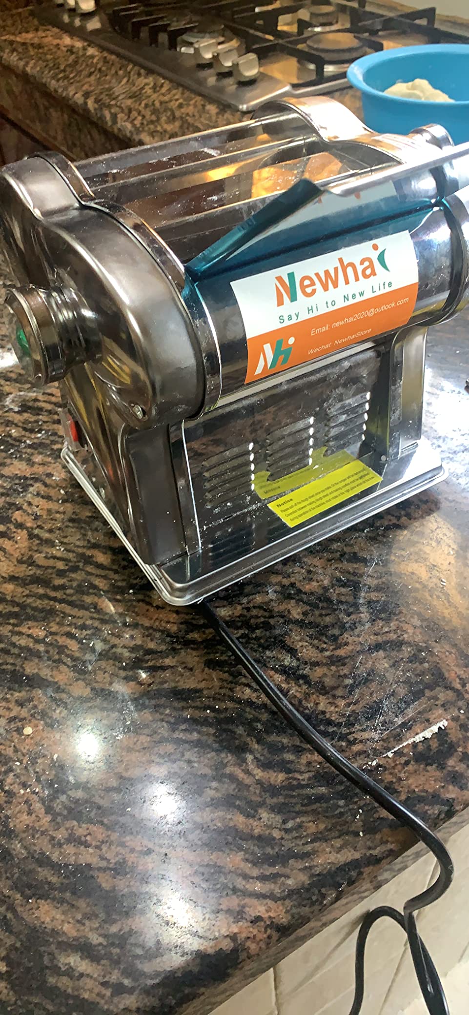 Newhai Electric Pasta Maker, Stainless Steel 135W for Home, 2 Noodle Sizes customer photo 1