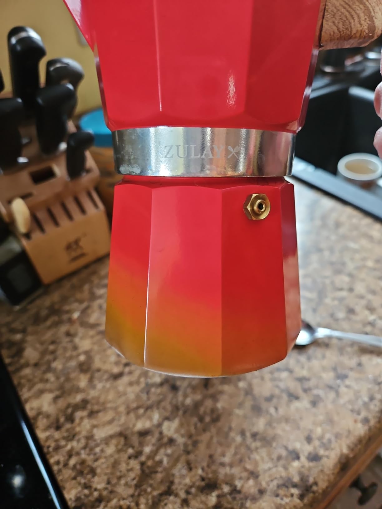 Zulay Kitchen Stovetop Espresso Maker - Moka Pot 5.5 Espresso Cups - Percolator Coffee Maker for Classic Cuban & Italian Style Espresso - Portable Coffee Maker for Camping & Travel - (Black/Red) customer photo 2
