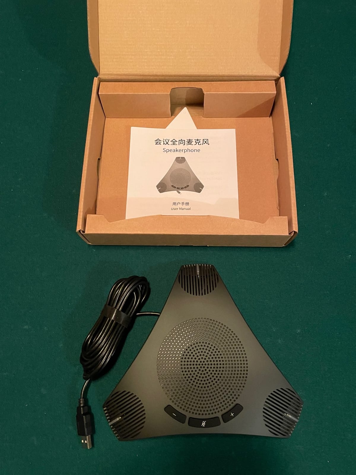 Conference Speaker and Microphone, 360° Omnidirectional USB Speakerphone Microphone with USB Hub, Noise Reduction/Echo Cancellation Computer Microphone for 8-10 People Business Conference, Home Office customer photo 2