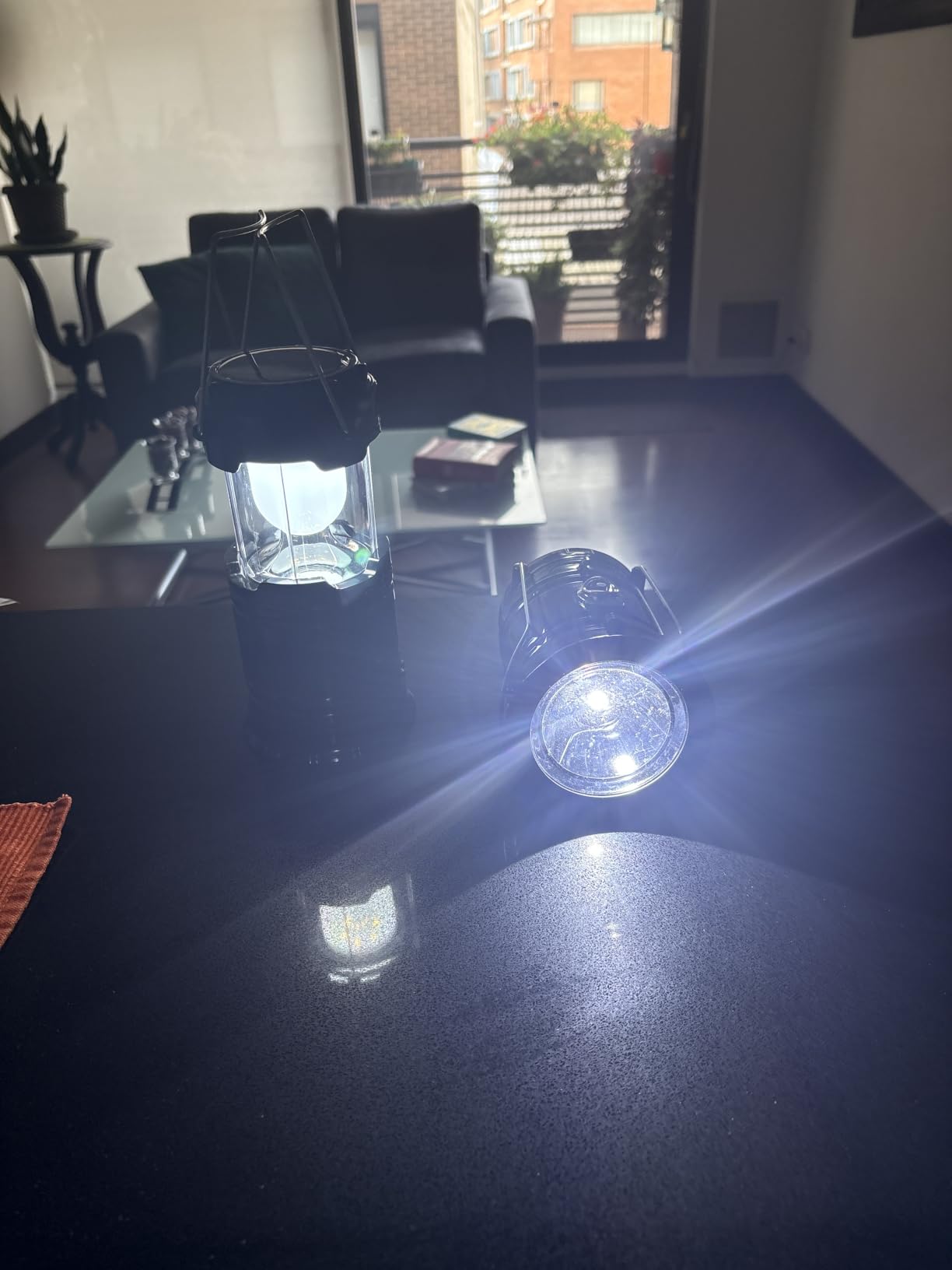 Collapsible Portable LED Camping Lantern XTAUTO Lightweight Waterproof Solar USB Rechargeable LED Flashlight Survival Kits for Indoor Outdoor Home Emergency Light Power Outages Hiking Hurricane 4-Pack customer photo 2