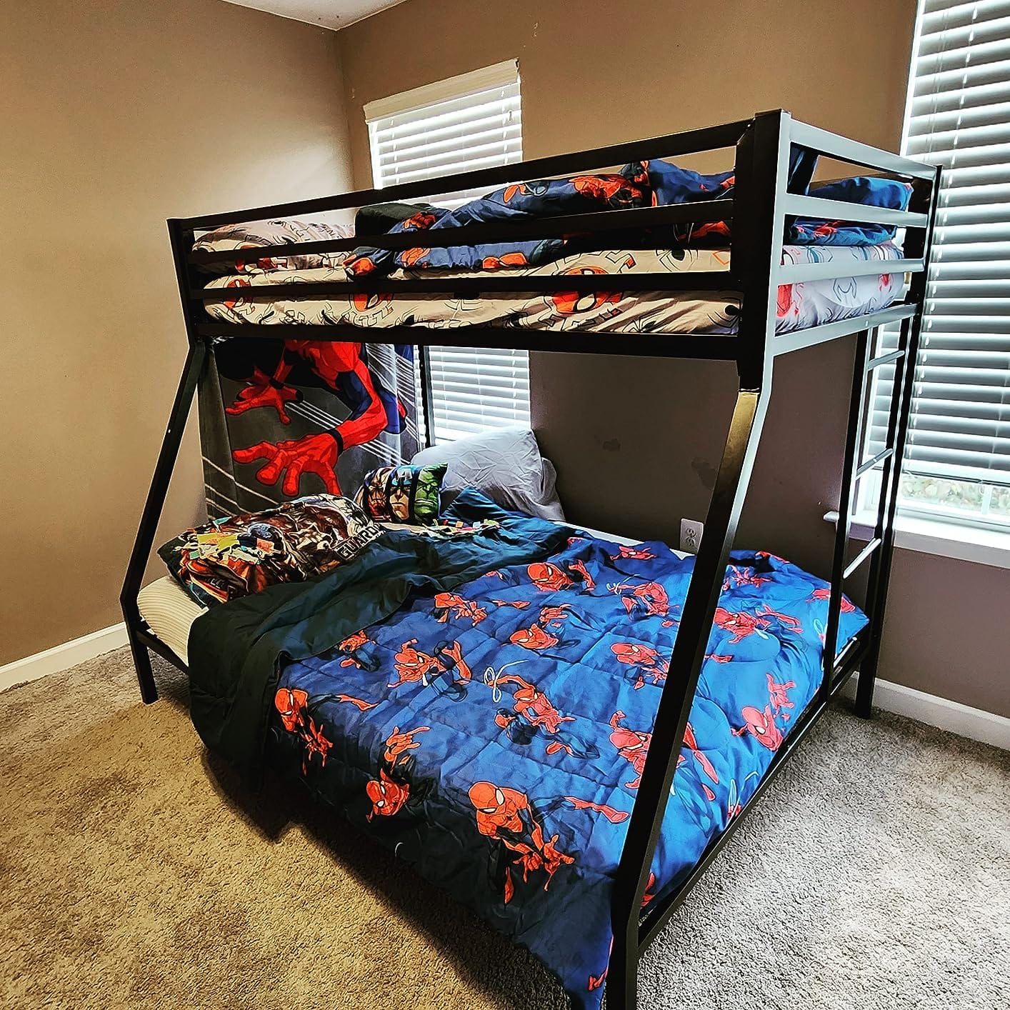 SHA CERLIN Bunk Bed Twin Over Full Size with Ladder and Guardrail, Black customer photo 2