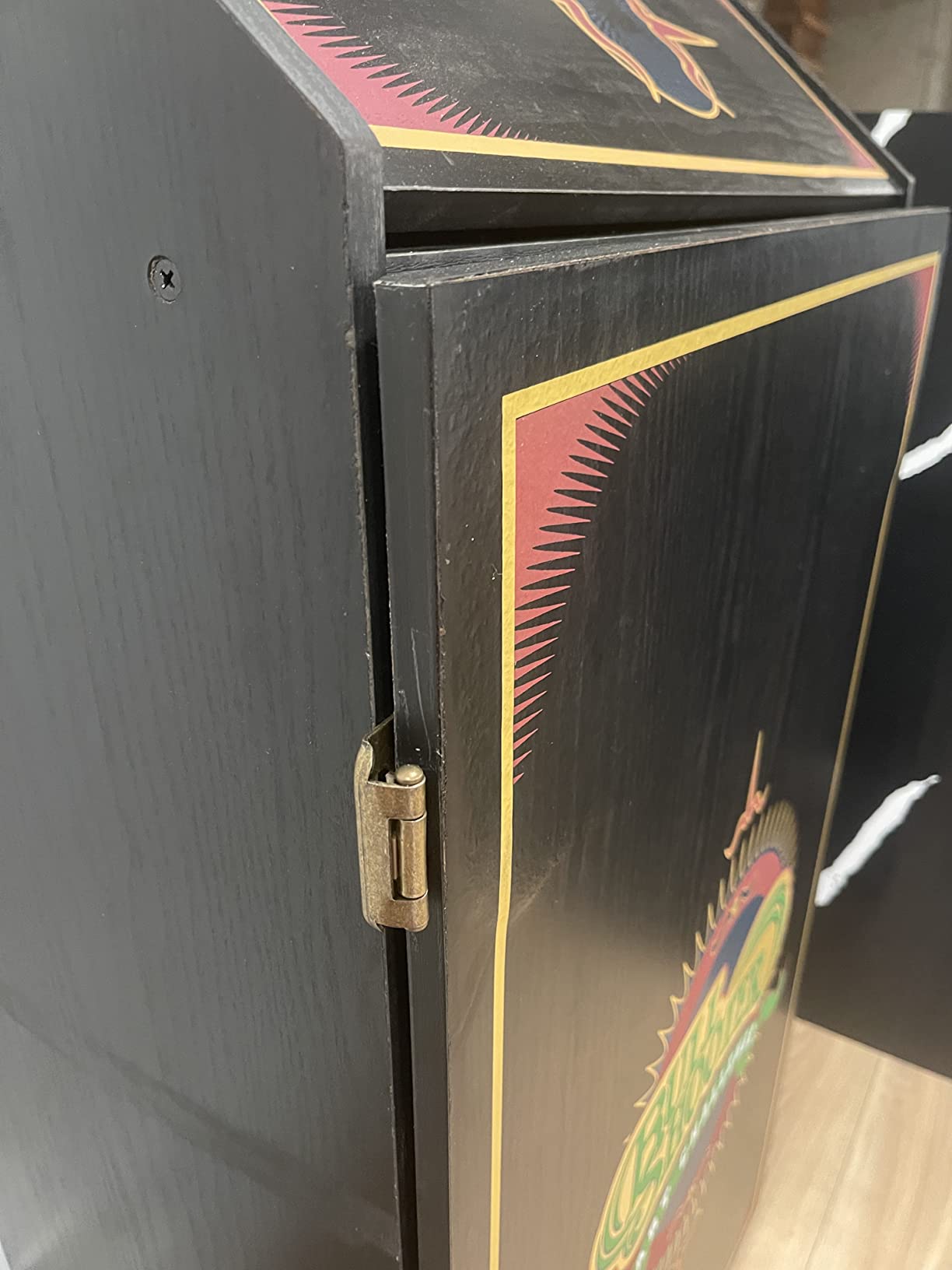 Arachnid Rustic Wood Cabinet: Freestanding LED Unit with E650 Electronic Board. Features 33 Games, 303 Variations, and 8-Player Scoring. Includes 6 Darts and Accessories for a Complete Setup. customer photo 2
