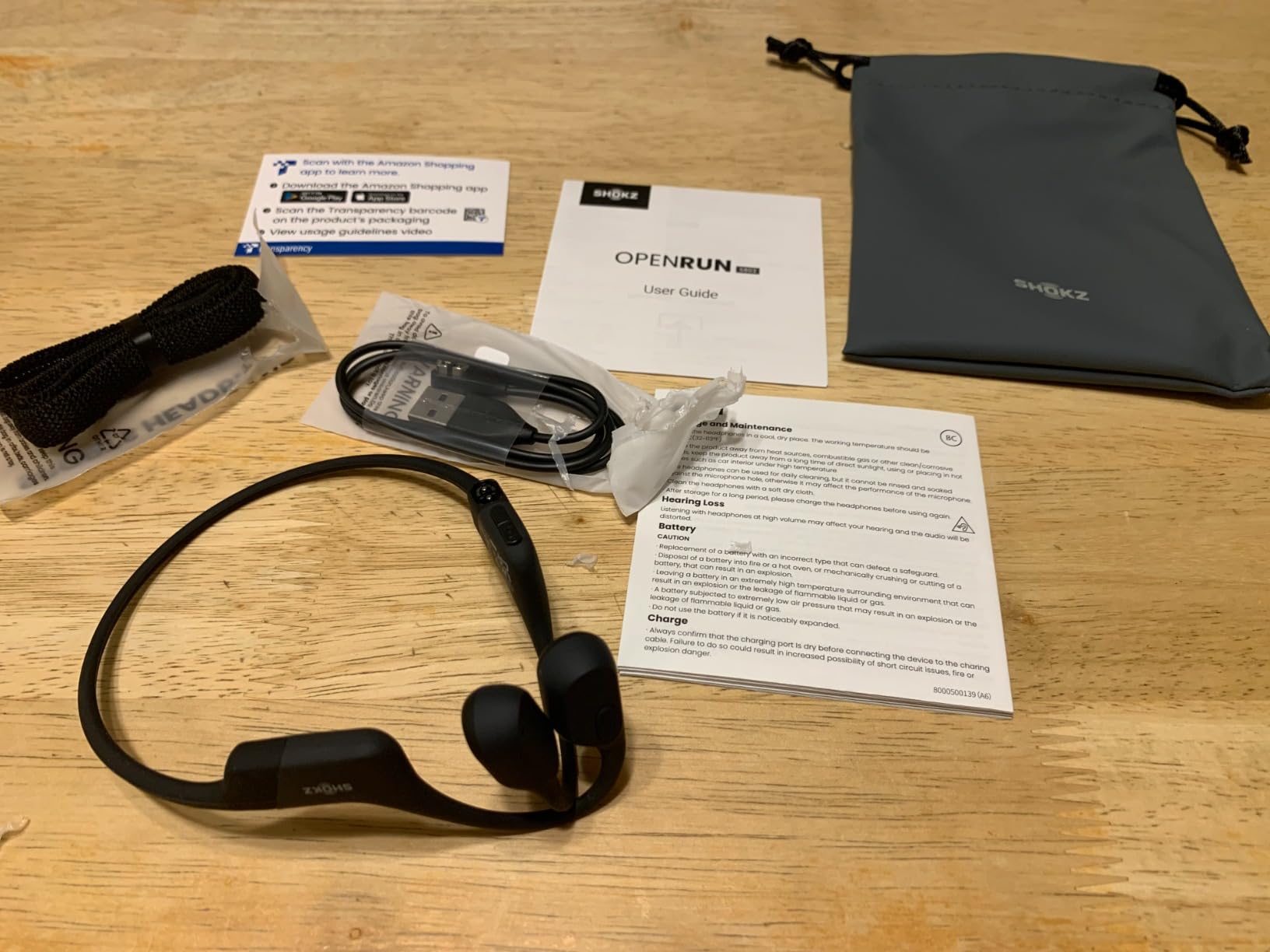 SHOKZ OpenRun Bone Conduction Open-Ear Bluetooth Sport Headphones, Black | Bundle with Sweat Headband；Open ear comfort; Lightweight & Secure fit; IP67 water resistance; 8H battery; Running/Cycling customer photo 1