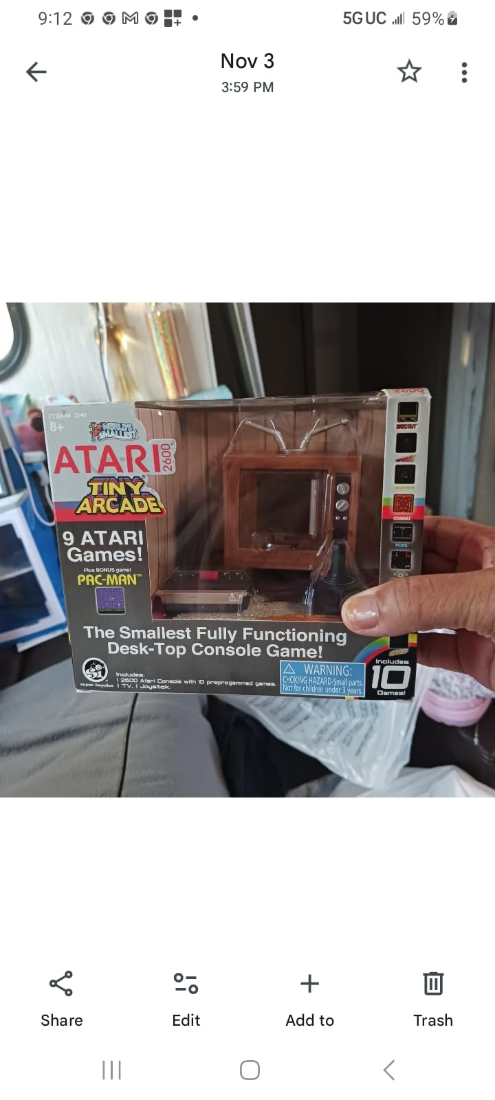 Tiny Arcade Atari 2600 Mini Console 3.5” Playable Retro TV & Controller with 10 Classic Games Including Pac-Man & Breakout -Portable Vintage Gaming System w/ Sound - Gift for Kids & Adults Ages 8+ customer photo 1
