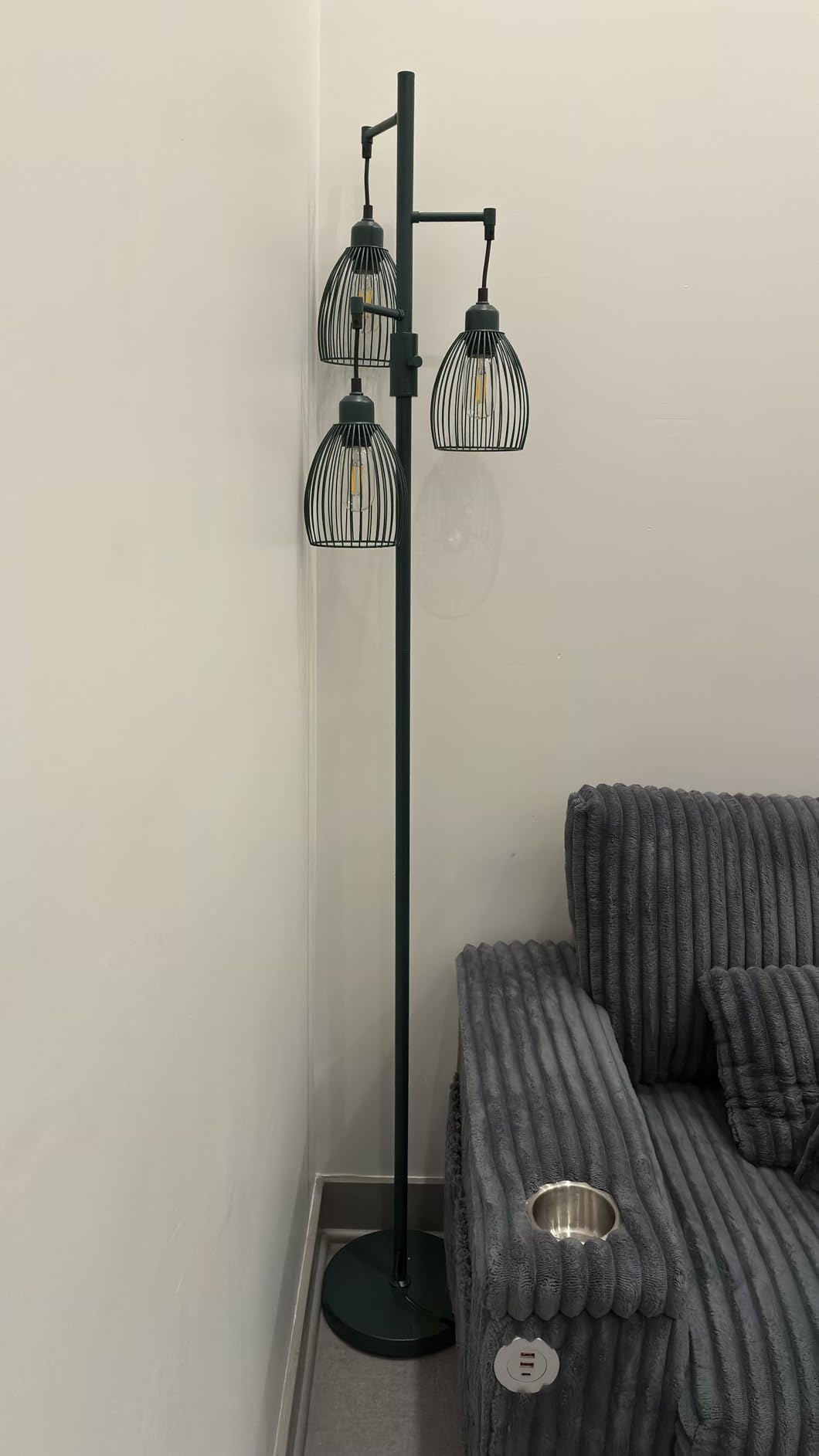 Dimmable Floor Lamp, Industrial Floor Lamps for Living Room, Gold Tree Lamp Standing Lamp Tall Lamps with 3 Elegant Teardrop Cage Head & 800 Lumens LED Bulbs for Living room Bedroom Office Dining Room customer photo 1
