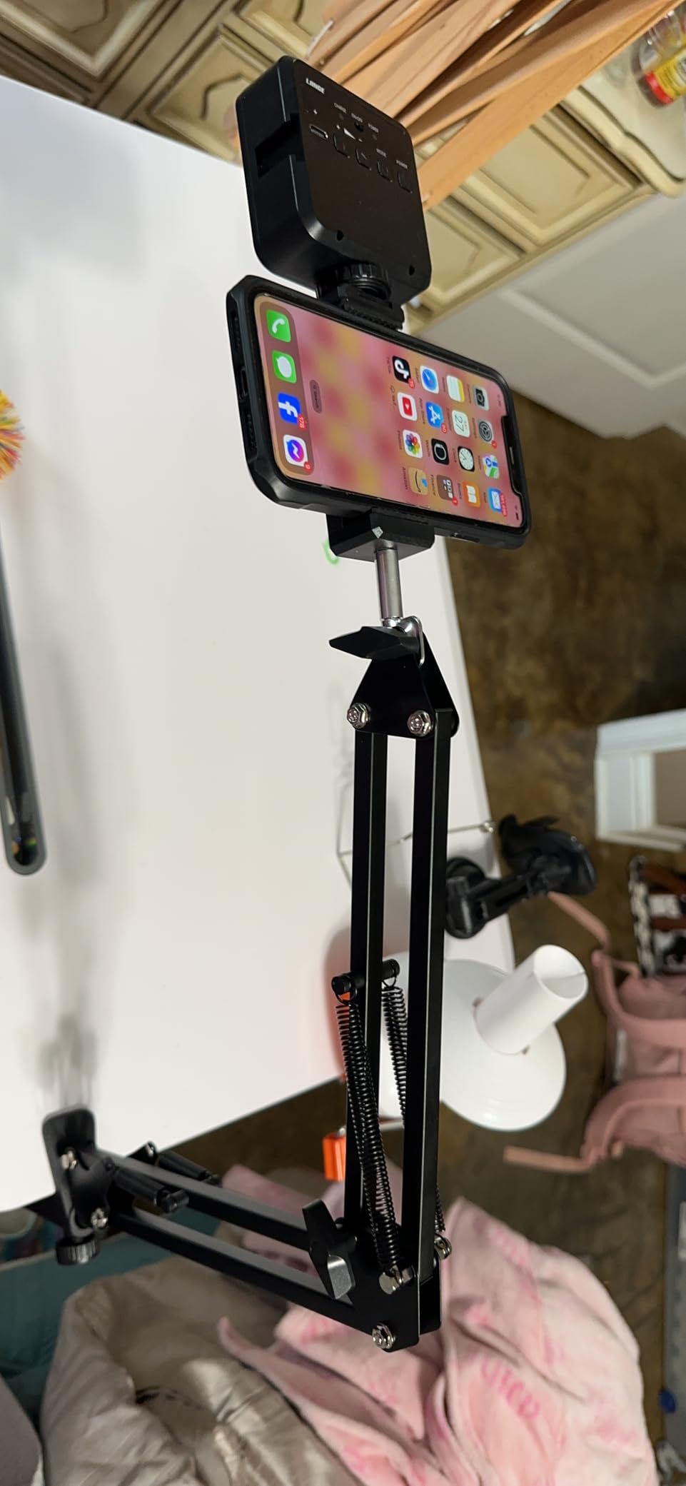 Overhead Phone Mount with LED Light, Articulating Arm Cell Phone Holder customer photo 1