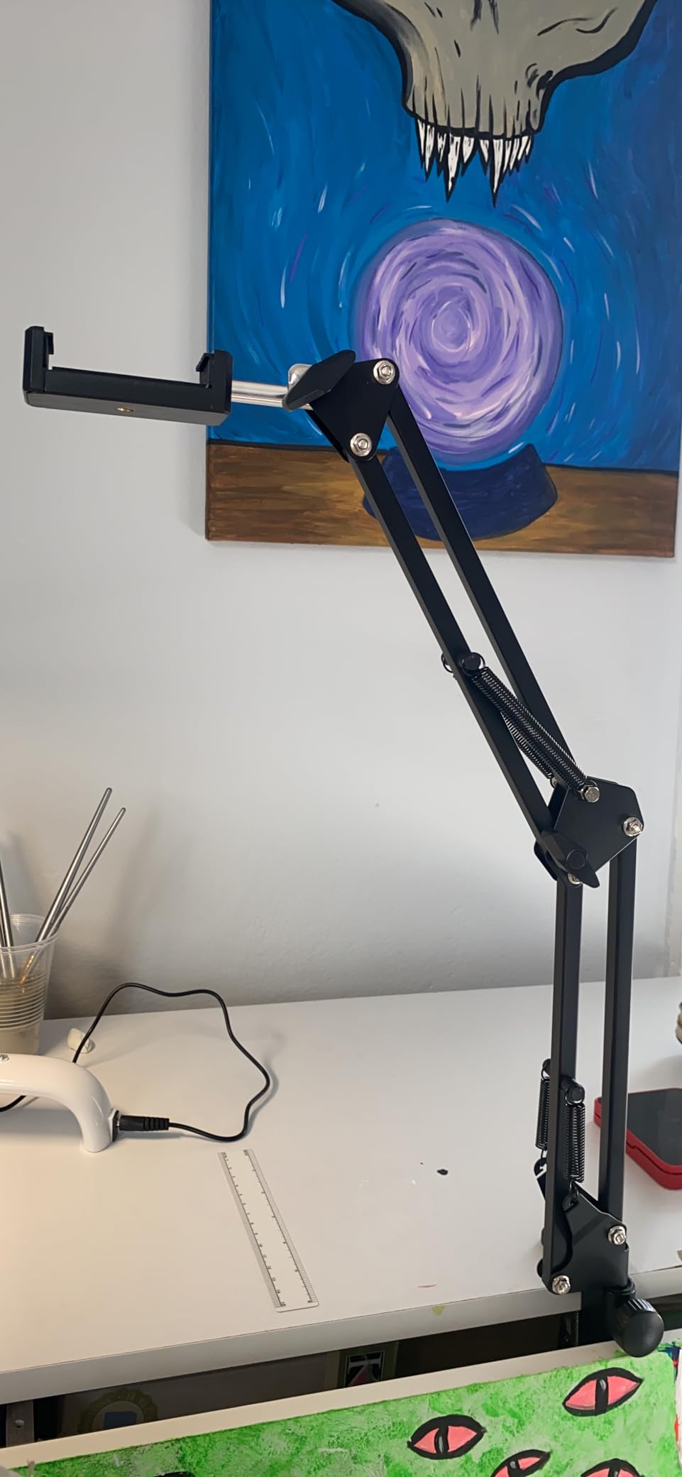 Overhead Phone Mount with LED Light, Articulating Arm Cell Phone Holder customer photo 2