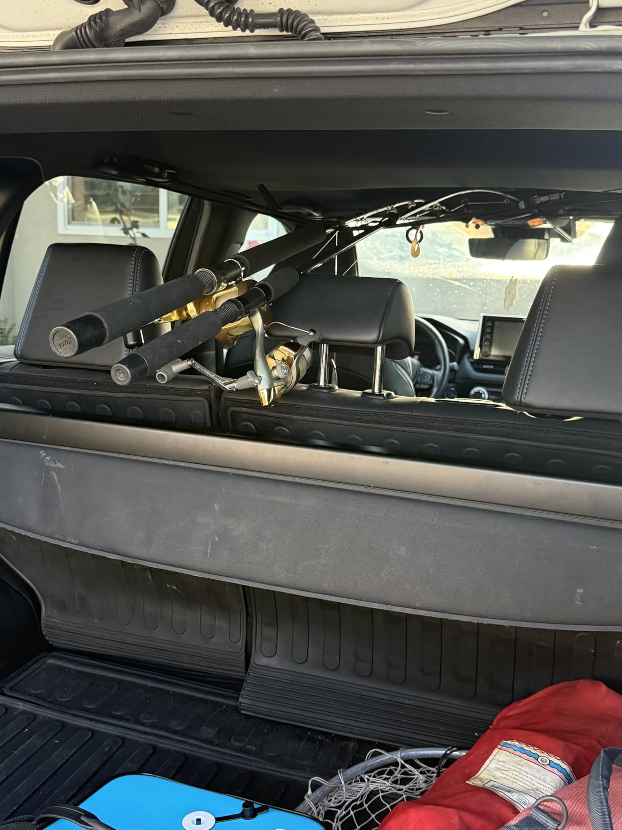 Roylvan 2 Pack Vehicle Fishing Rod Holder - Fishing Pole Car Rack 5 Rods Capacity, Adjustable 30 to 54 Inches Horizontal Roof Storage Carrier Belt for SUV, Truck and Van, Black customer photo 1